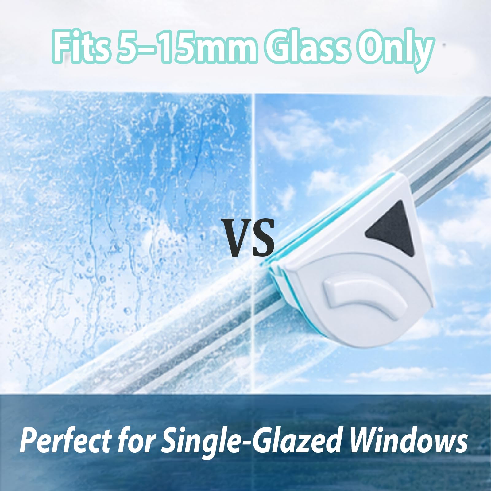 Nettoyant pour Vitres Magnétique Double Face, Lave vitres Magnétique avec Corde Anti-Chute, pour Les nettoyages de Grande Hauteur des ménages Épaisseur de fenêtres de 5-15mm