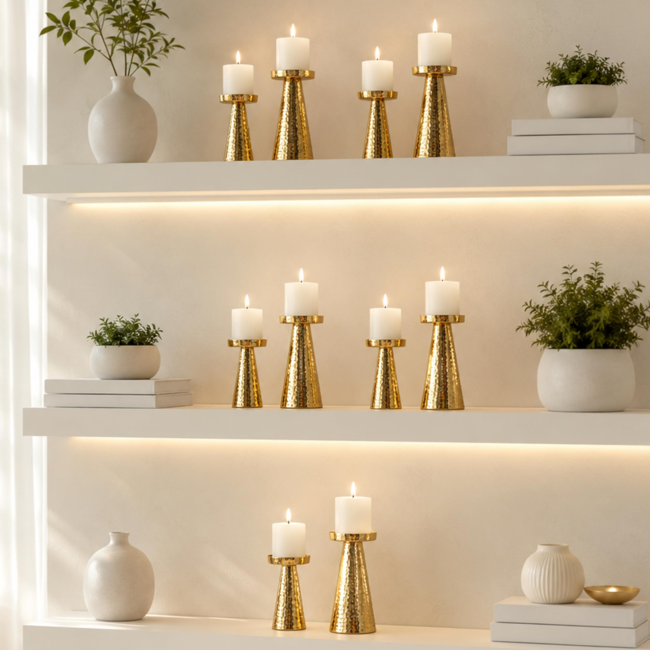 Behoma Metal Pillar Candle Holders - Set of 2 -11 Behoma Metal Pillar Candle Holders - Set of 2 -11