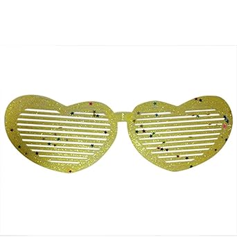 Jumbo Glitter Shutter Heart Glasses - Yellow
