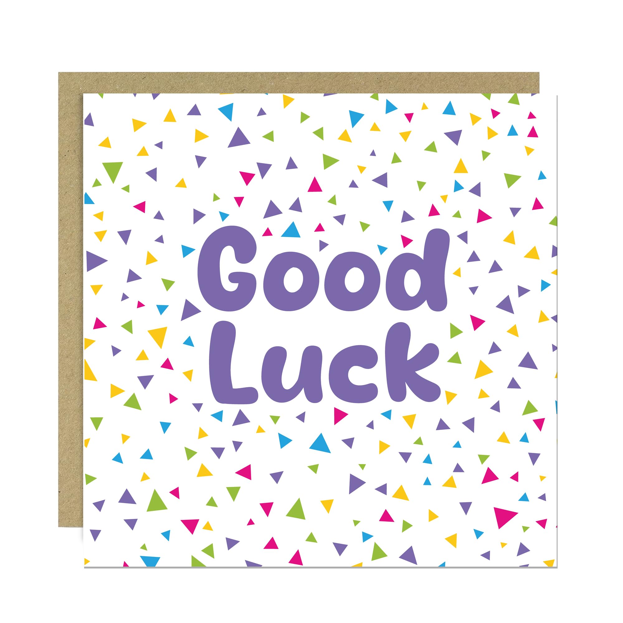 Good Luck Card for Exams New Job Driving Test, Premium Greeting Card with Envelope, Motivational Encouragement Card, GCSE Results, A Level Results (White and Purple Multi)