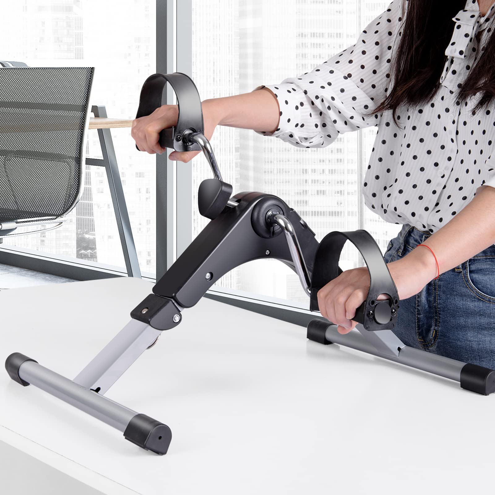 KOMFOTTEU Pedaliera Pieghevole con Display Digitale, Cyclette per Gambe e Braccia in Ferro, Macchina per Esercizi a Pedale, Cyclette Mini Bike Fitness con Resistenza Regolabile per Riabilitazione