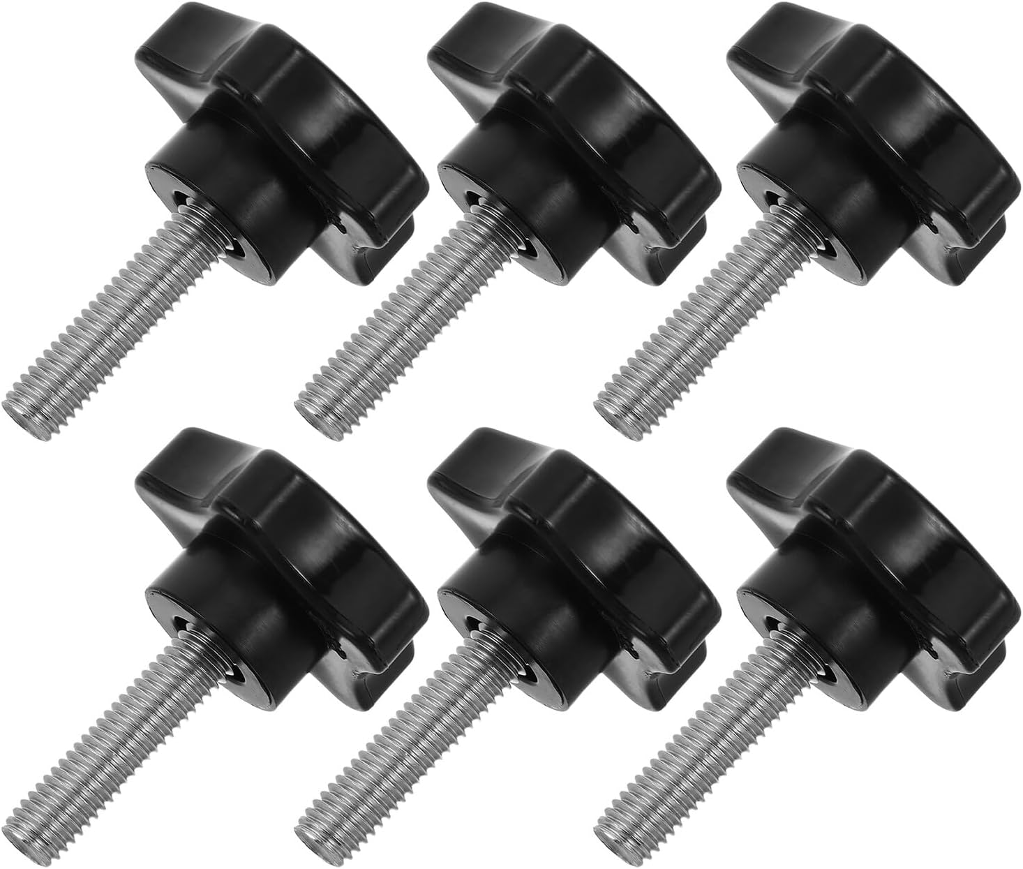 6pcs M8x30 Stainless Steel Star Knobs with Plastic Handles, Thumb Screw Replacement for Woodworking Jigs and Clamps, Hand Twist Clamping Knobs for Industrial Hardware