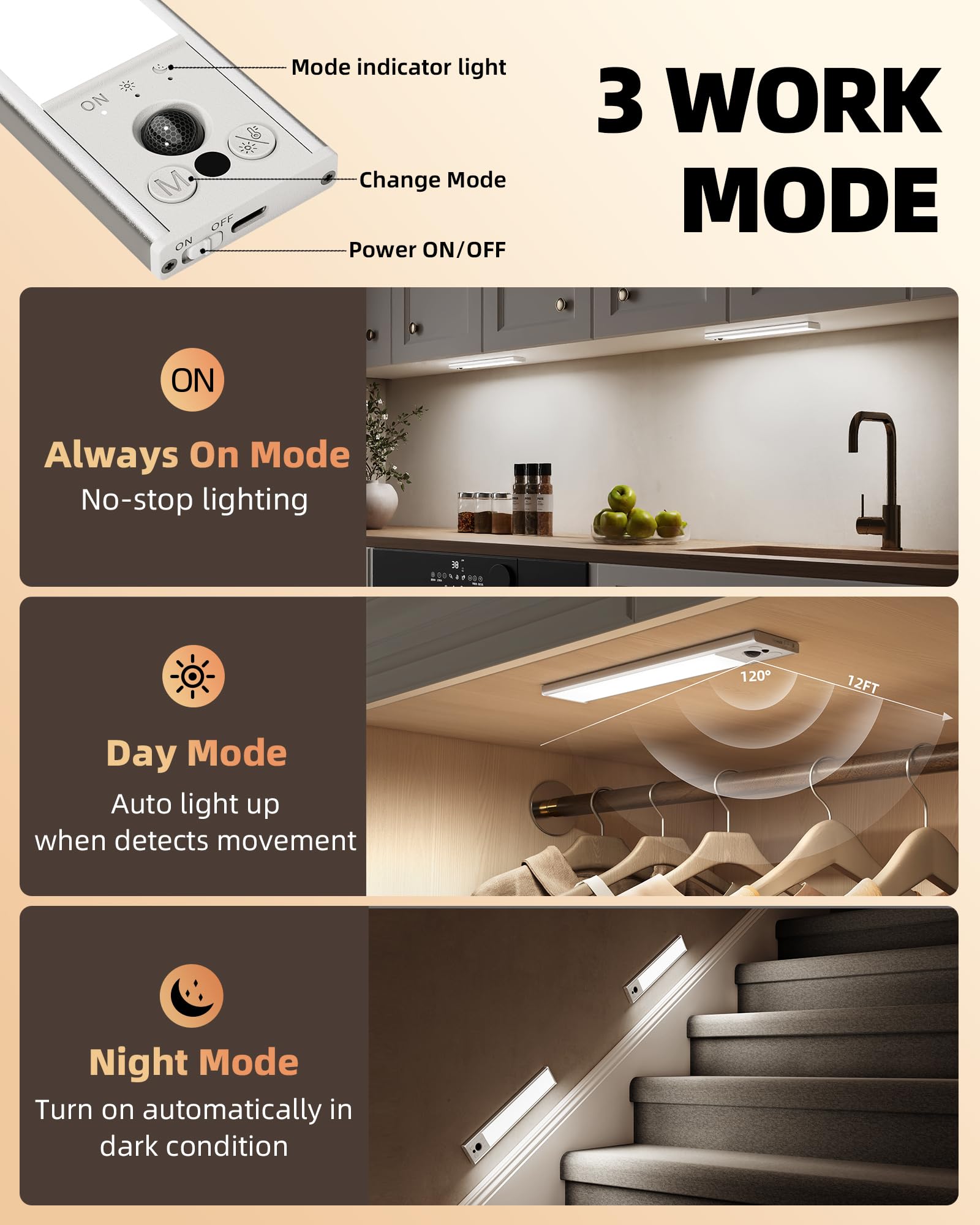 Snapklik.com : EZVALO 10inch Under Cabinet Lighting, LED Motion Sensor ...