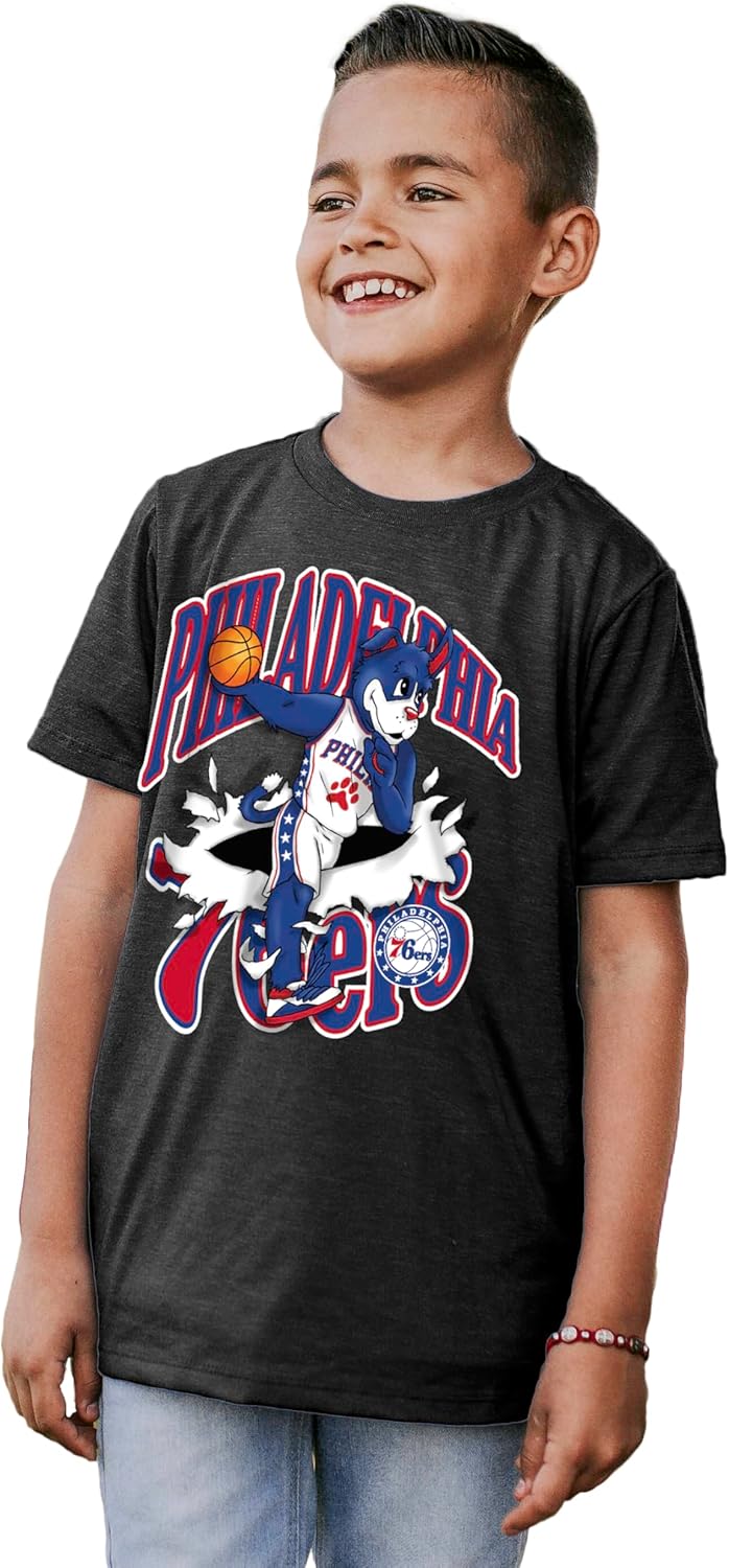 Blue 84 NBA Unisex Kids NBA Officially Licensed Youth Tri-Blend T-Shirt Slam Mascot Black - Image 2