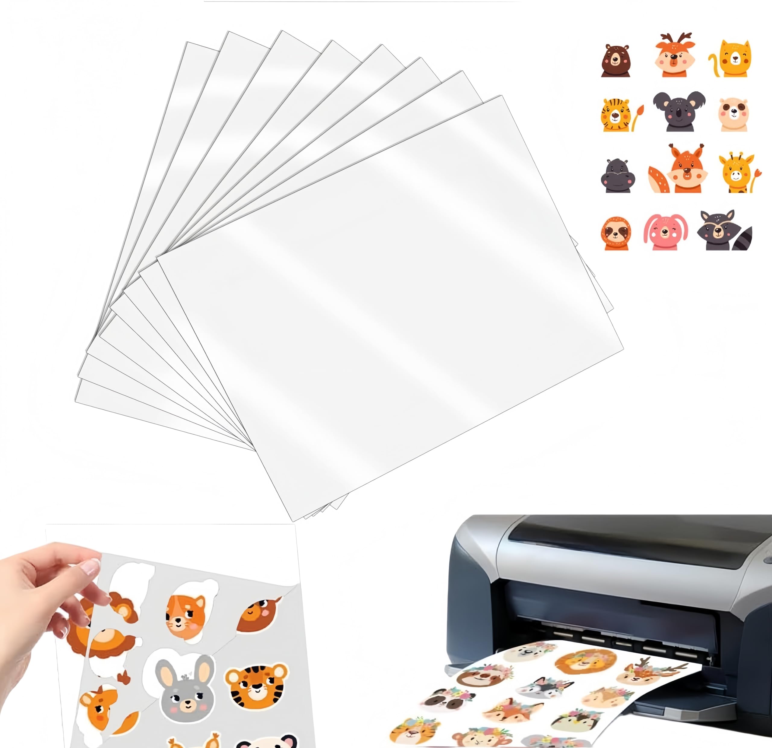 A4 Clear Sticker Paper Labels, 10 Sheets Printable Vinyl Stickers Paper