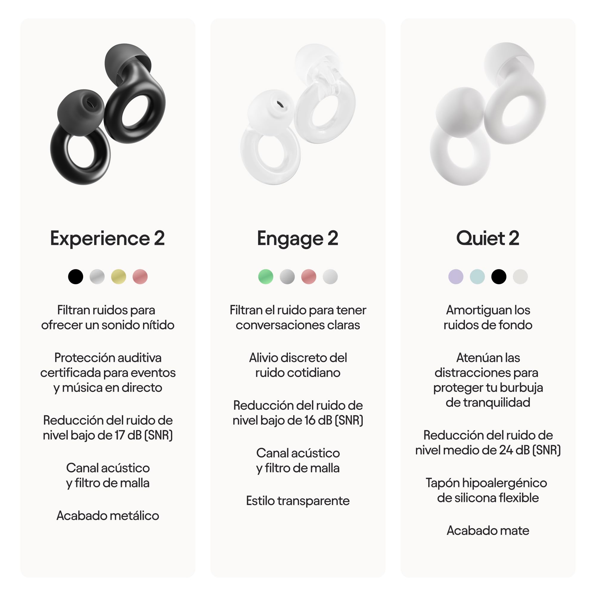 Loop Experience 2 Tapones para los oídos - Protección auditiva certificada para conciertos, festivales, eventos en directo, músicos, DJ y vida nocturna - Reducción del ruido de 17 dB (alta fidelidad)