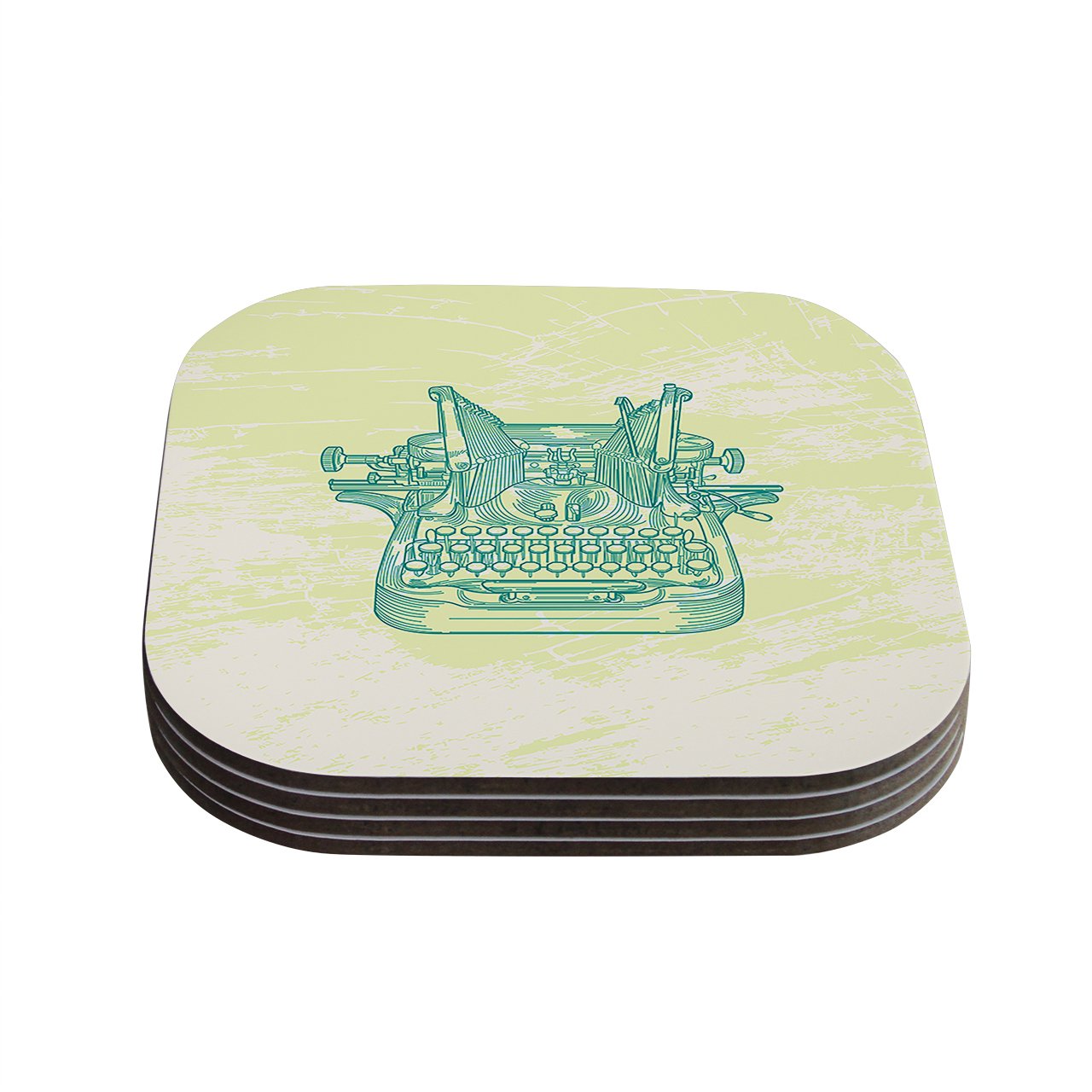 Kess InHouseSam Posnick "Beat It Beige Illustration" Coasters (Set of 4), 4 x 4", Multicolor