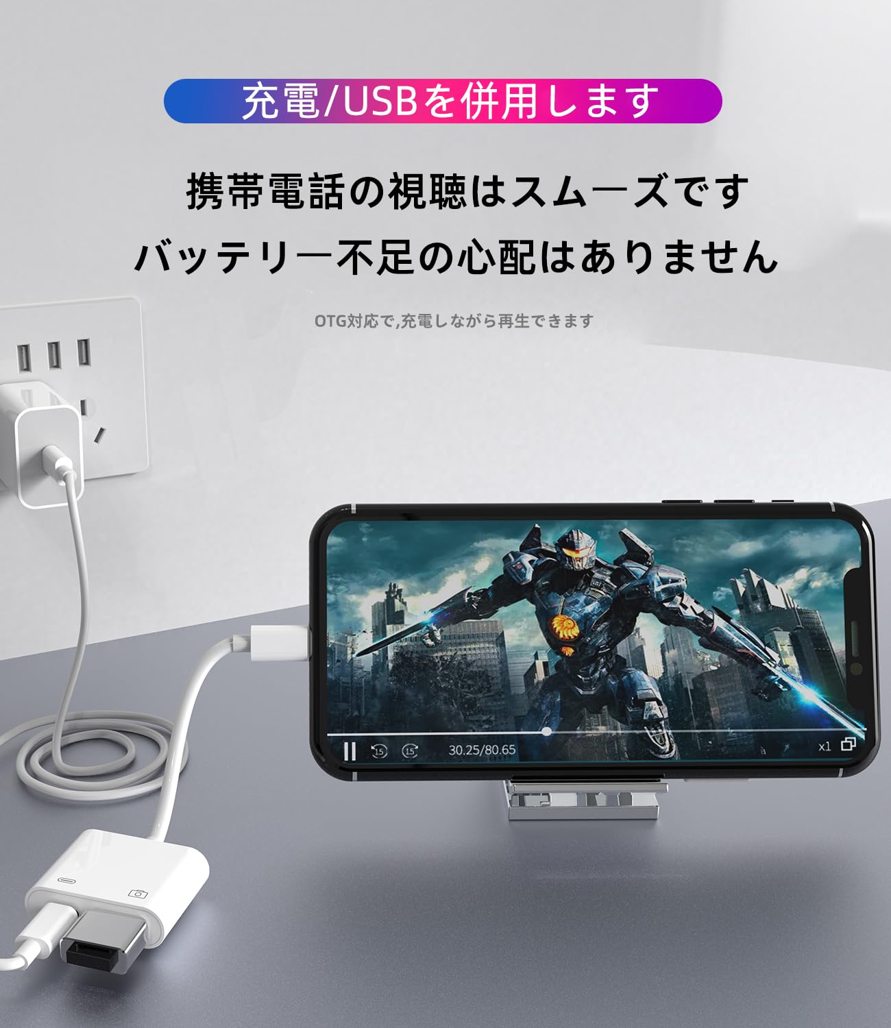 Amazon.co.jp: アップルLightning オスに USB-Aメス変換アダプタ(2in1