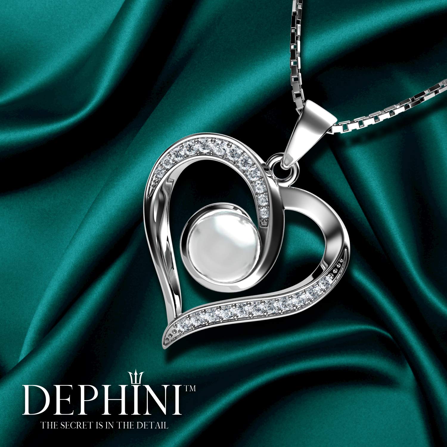 DEPHINI Schmuckset mit Halskette und Herz-Ohrringen, 925er Sterlingsilber