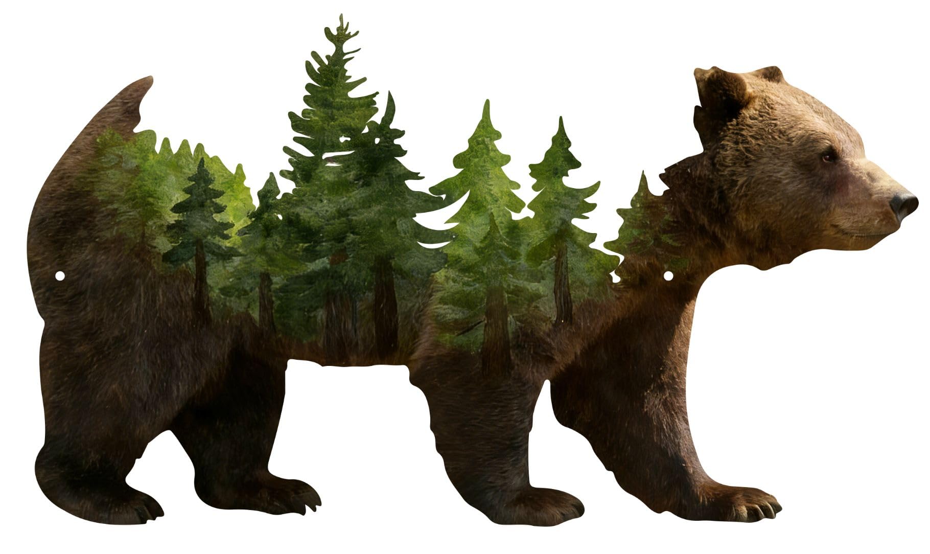 Resama Metal Wall Art Forest Modern Pine Tree Animal Bear Rustic Art Decor Wilderness Decoration Mountain Ornaments for Living Room Bedroom Indoor and Outdoor Supplies(Colorful)