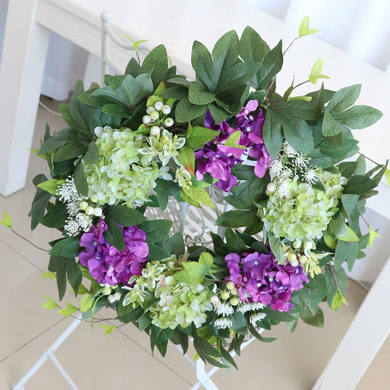 Couronne artificielle de 55 cm pour porte d'entrée de porte de fond de mur de Noël, mariage, fête, décoration de la maison