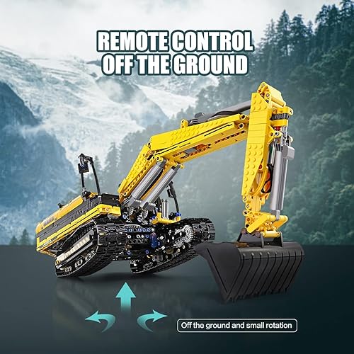 Miniatura 3 de Mould King 13112 - Juego de construcción de excavadora RC para niños, 1830 piezas de bloques de construcción con aplicación de control remoto,