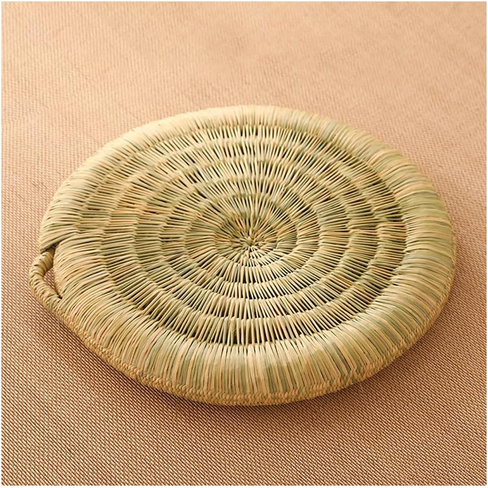 Meditation Chair Handwoven Round Floor Seat Cushion Meditation Floor Pillow, Straw Cushion Pouf Tatami Yoga Seat Pillow Floor Mat, Breathable Japanese Tatami Floor Pillow 50 * 6cm