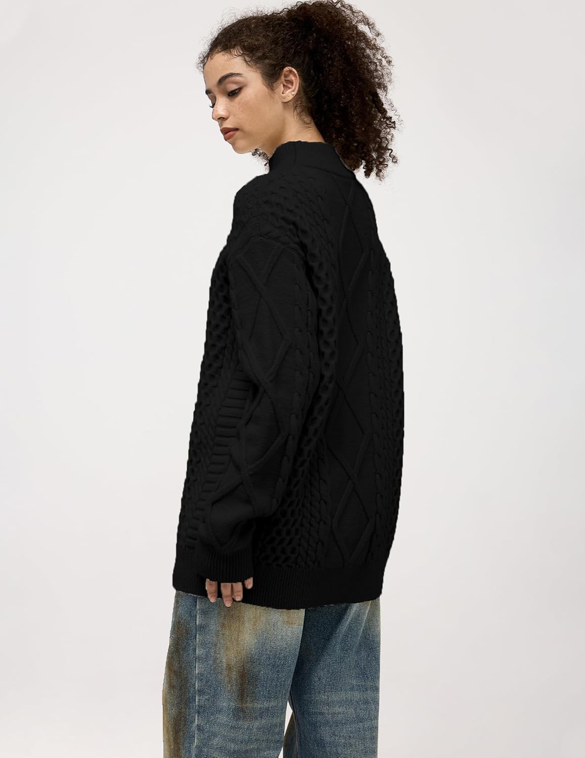 Aelfric Eden Oversized Sweater for Women Turtleneck Long Sleeve Sweater Arctic Velvet Knit Pullover - Image 4