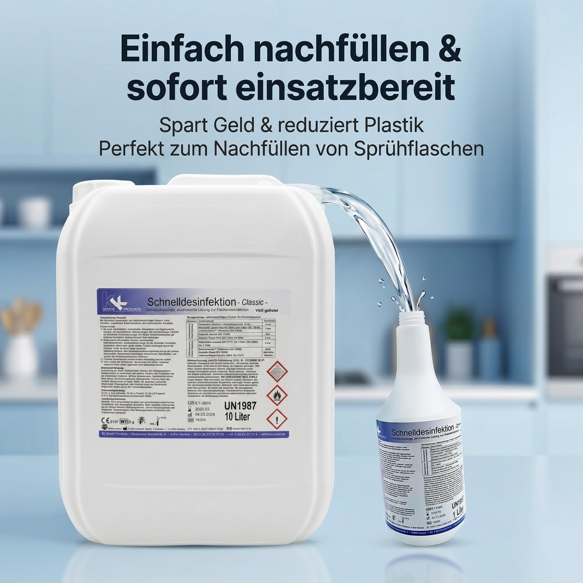 KK Schnelldesinfektion Duft CLASSIC - Hochwirksames Desinfektionsmittel für Oberflächen – Wirksam gegen Bakterien, Viren & Pilze – Ideal für Haushalt, Praxis&Gewerbe