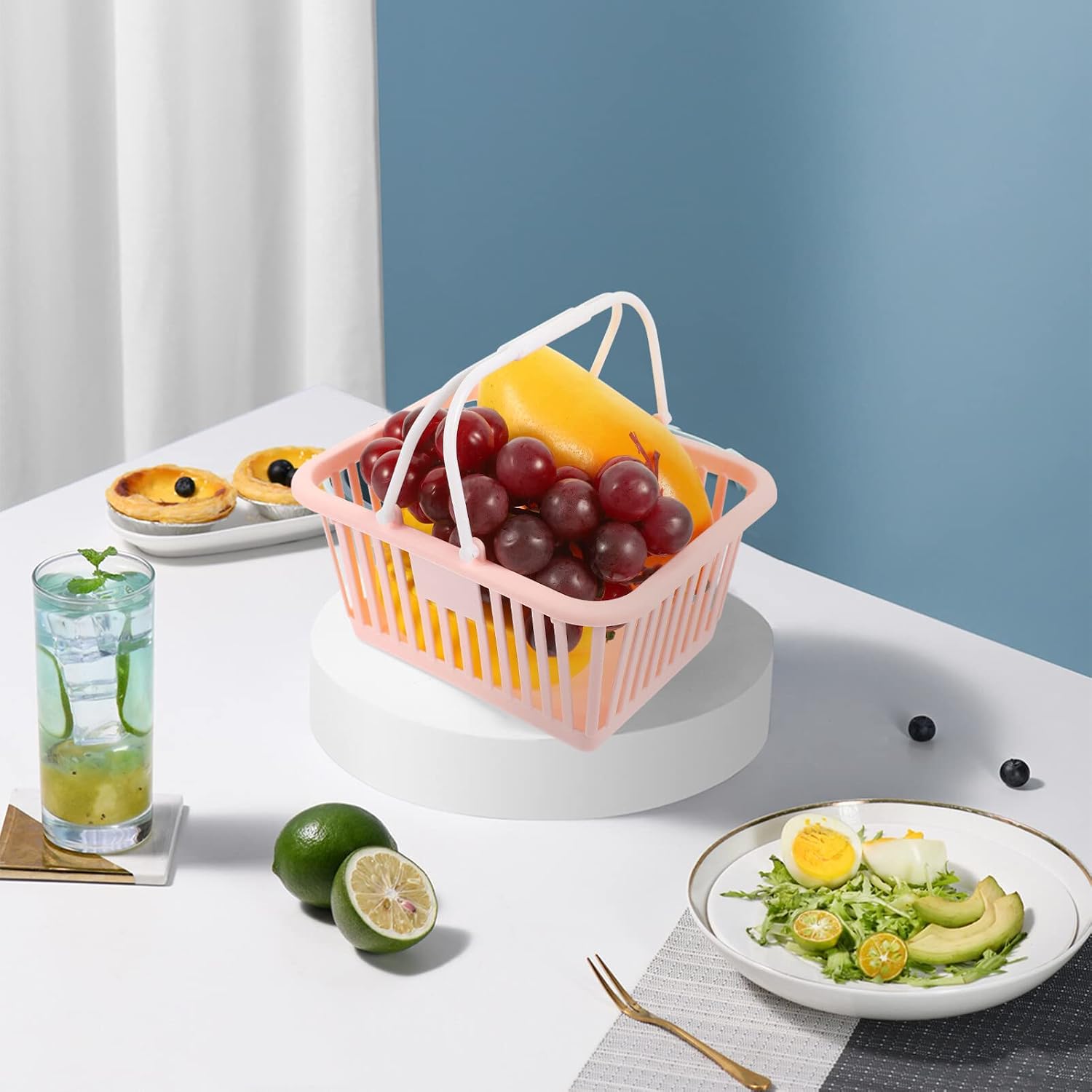 3Pcs Portable Plastic Storage Baskets with Handle Versatile Mesh Fruit and Vegetable Gathering Bins for Home Kitchen and Garden Use