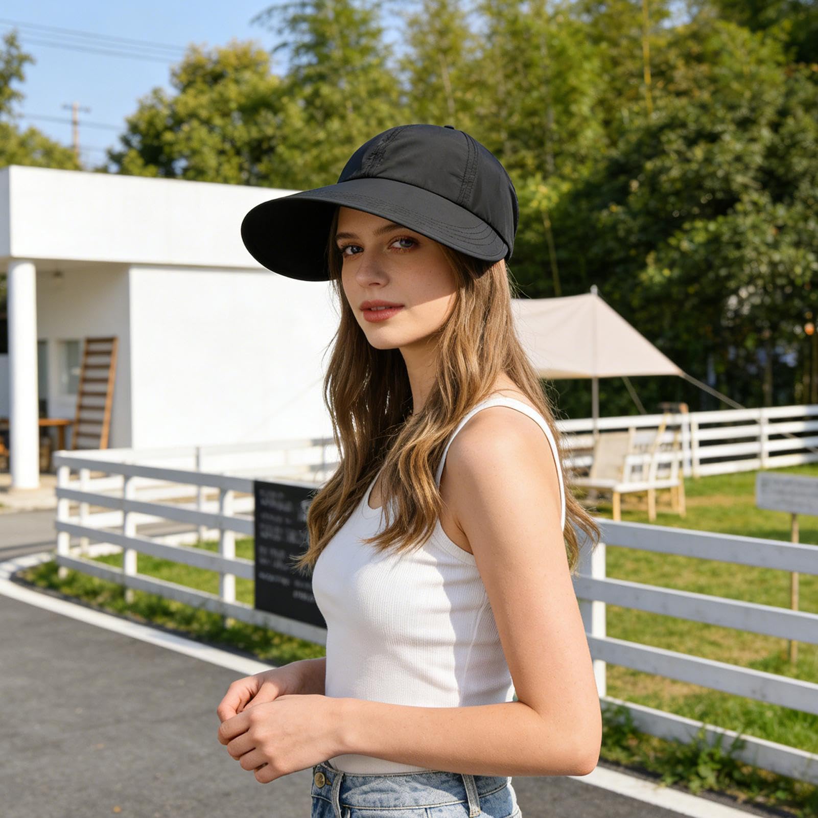 Sombrero de Sol,Protege Rostro y Cuello con ala Ancha,Sombrero de Protección Solar para Mujer | para Playa, Jardín, IR al Trabajo, Escuela, Ciclismo, Madre, Novia, Adolescentes, Adultas — view 2