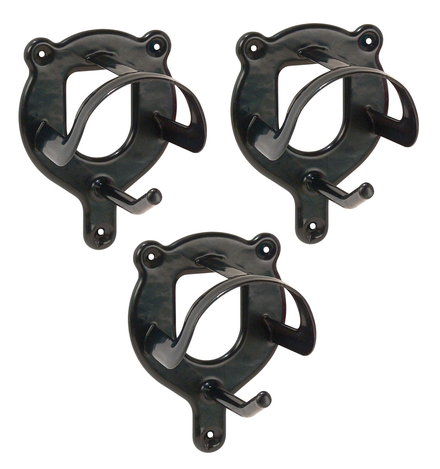 PFIFF 001109 Bridle Holder with Additional Hook, Powder-Coated Metal, Black, Set of 3