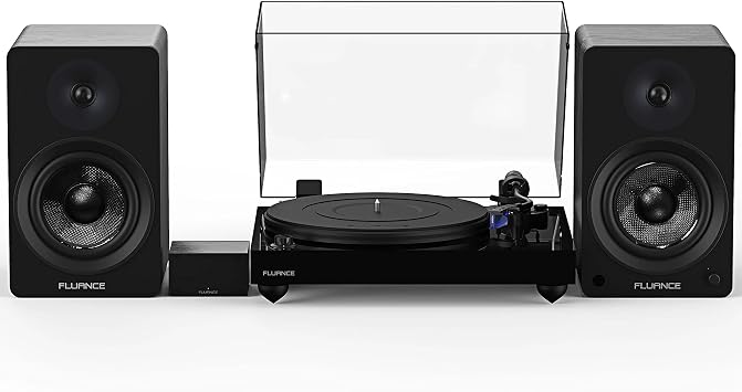Fluance Reference RT84 High Fidelity Vinyl Turntable Piano Black, PA10 Phono Preamp and Ai61 Powered 6.5" Bookshelf Speakers Black Ash, Ortofon 2M Blue Cartridge, 120W Class D Amplifier, Bluetooth