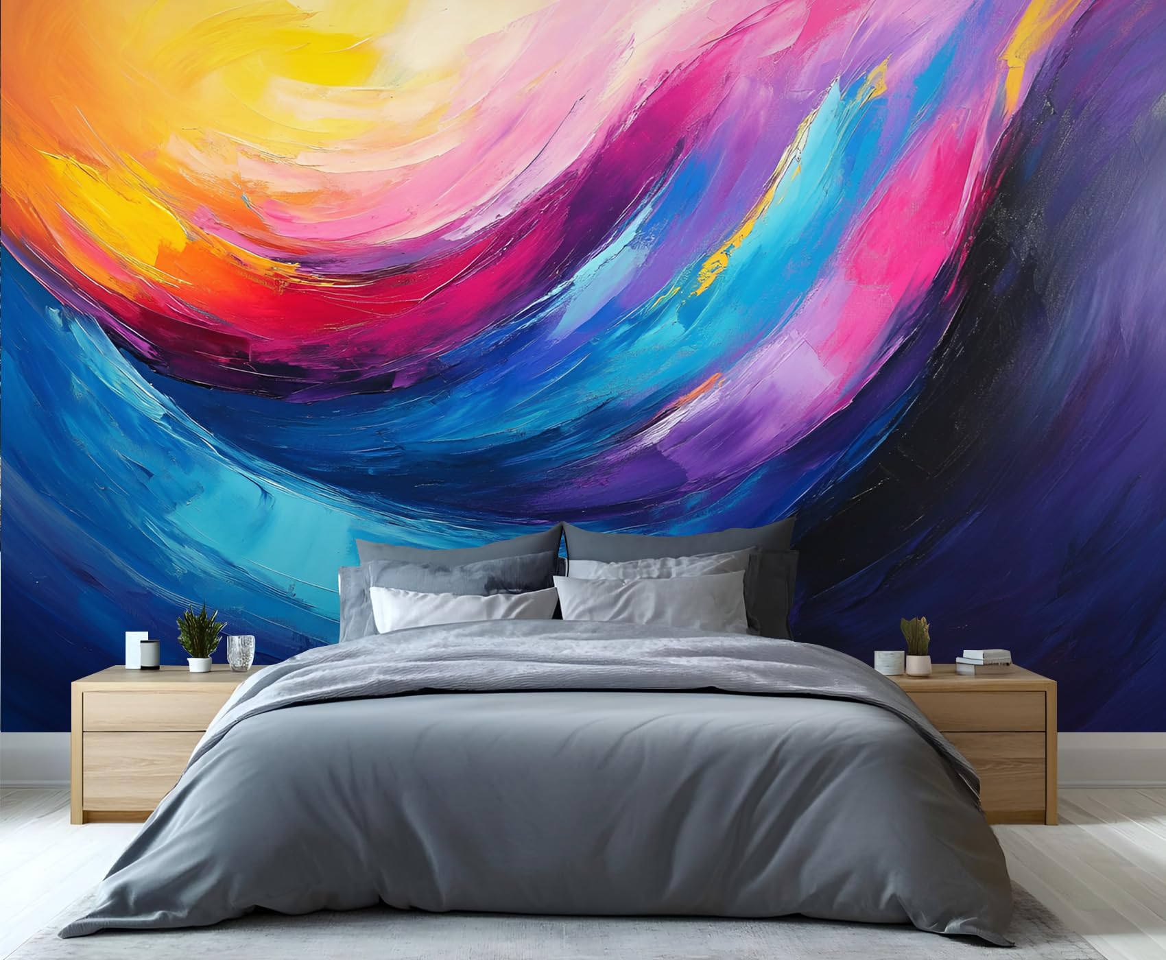 YXQAIED Colorful Wallpaper, Pop Art Wallpapers for Living Room, Not Self Adhesive Colorful Bedroom Wallpaper, Psychedelic Vortex Photo 3D Wall Murals & Room Decor, 390x260cm