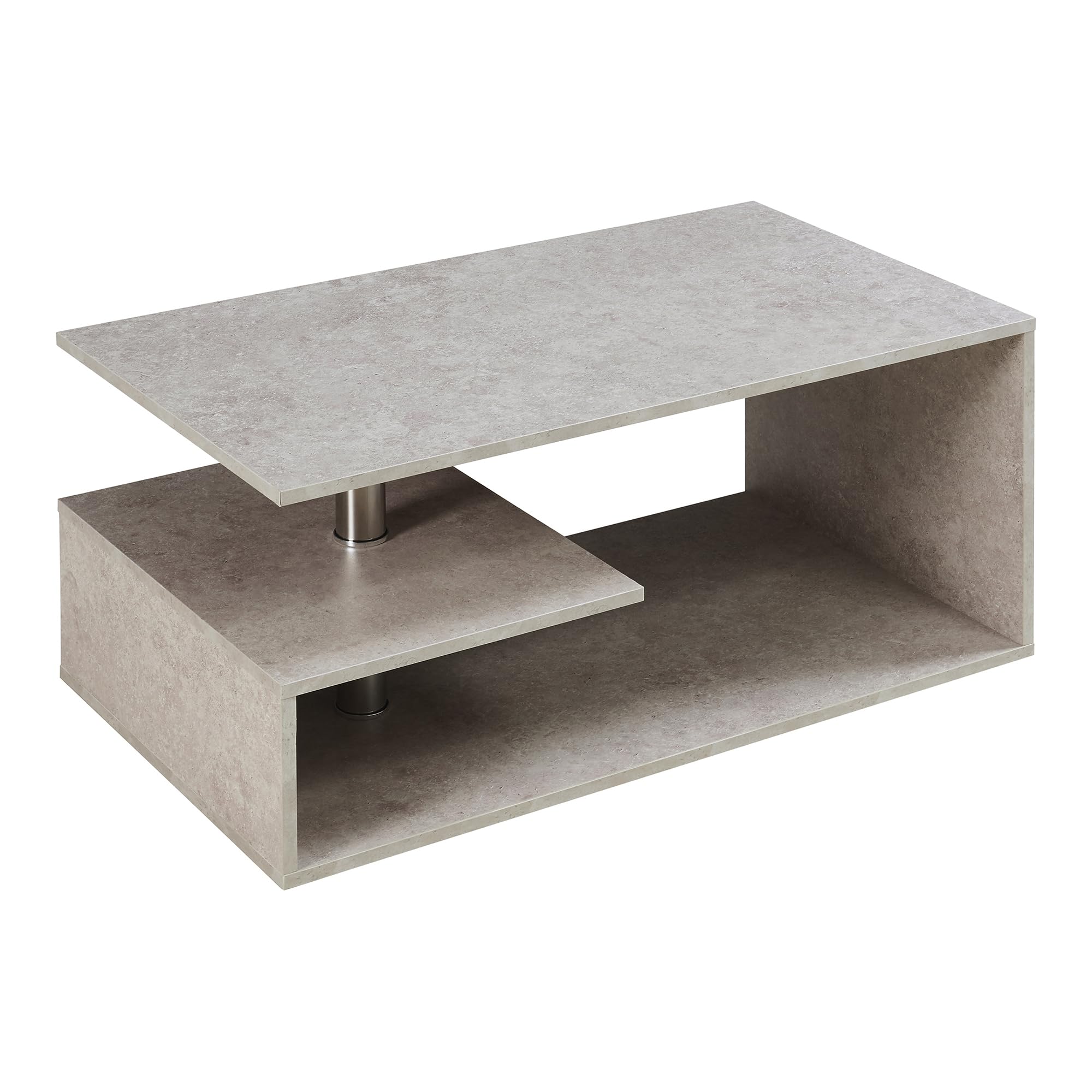 [en.casa] Table Basse de Salon Design Intemporel avec Étagère de Rangement Plateau Rectangulaire Surface de Stockage Panneau de Particules 90 x 50 x 41 cm Effet Béton Clair
