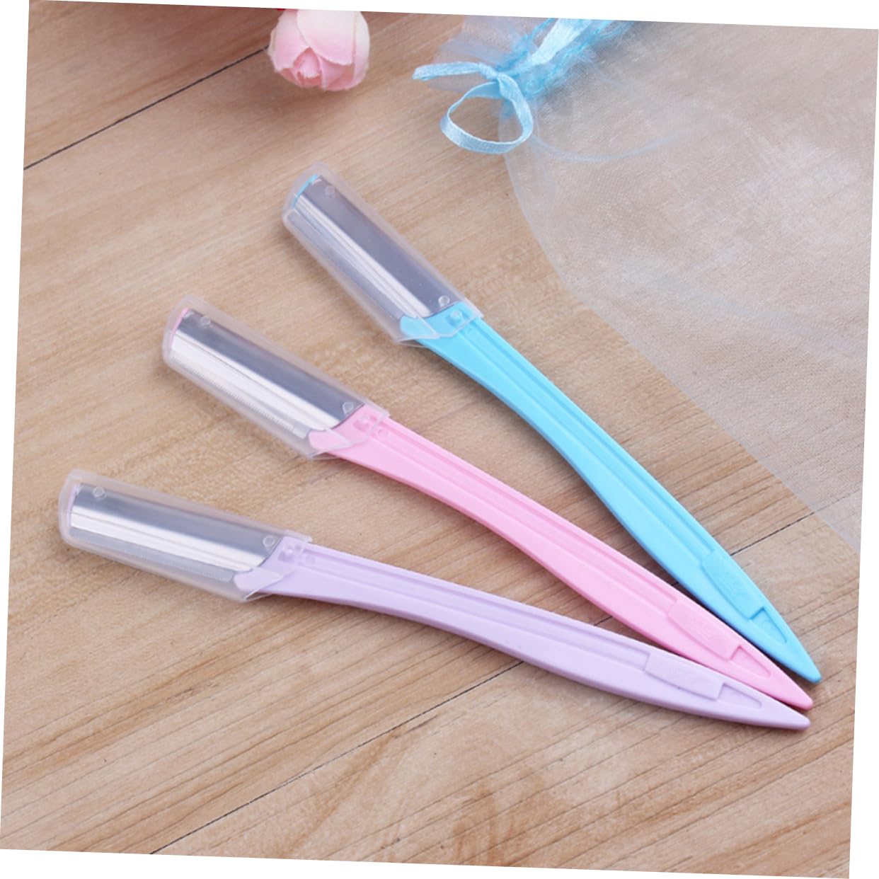 PLAFOPE 10pcs Eyebrow Razor Set Portable Eyebrow Shaper and Trimmer for Women Ergonomic Design Protective Cover for Safe Use for Makeup and Grooming