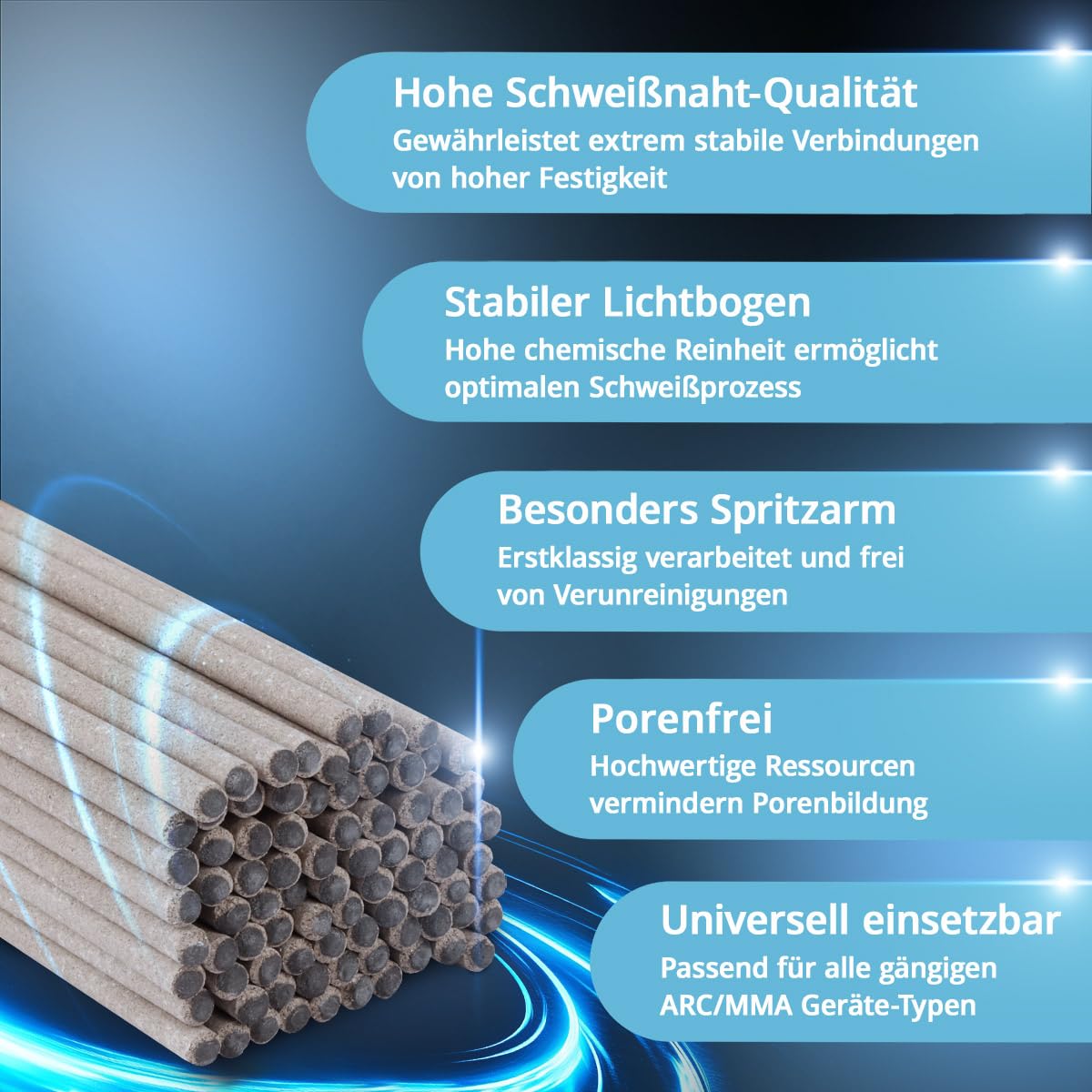STAHLWERK Stabelektroden-Set im Elektrodenköcher – Rutilumhüllte Schweißstäbe AWS E6013 RR, universell einsetzbar, 2,0 x 300 mm. 2,5 x 350 mm, 3,2 x350 mm, stabile Aufbewahrungsbox wasserfest