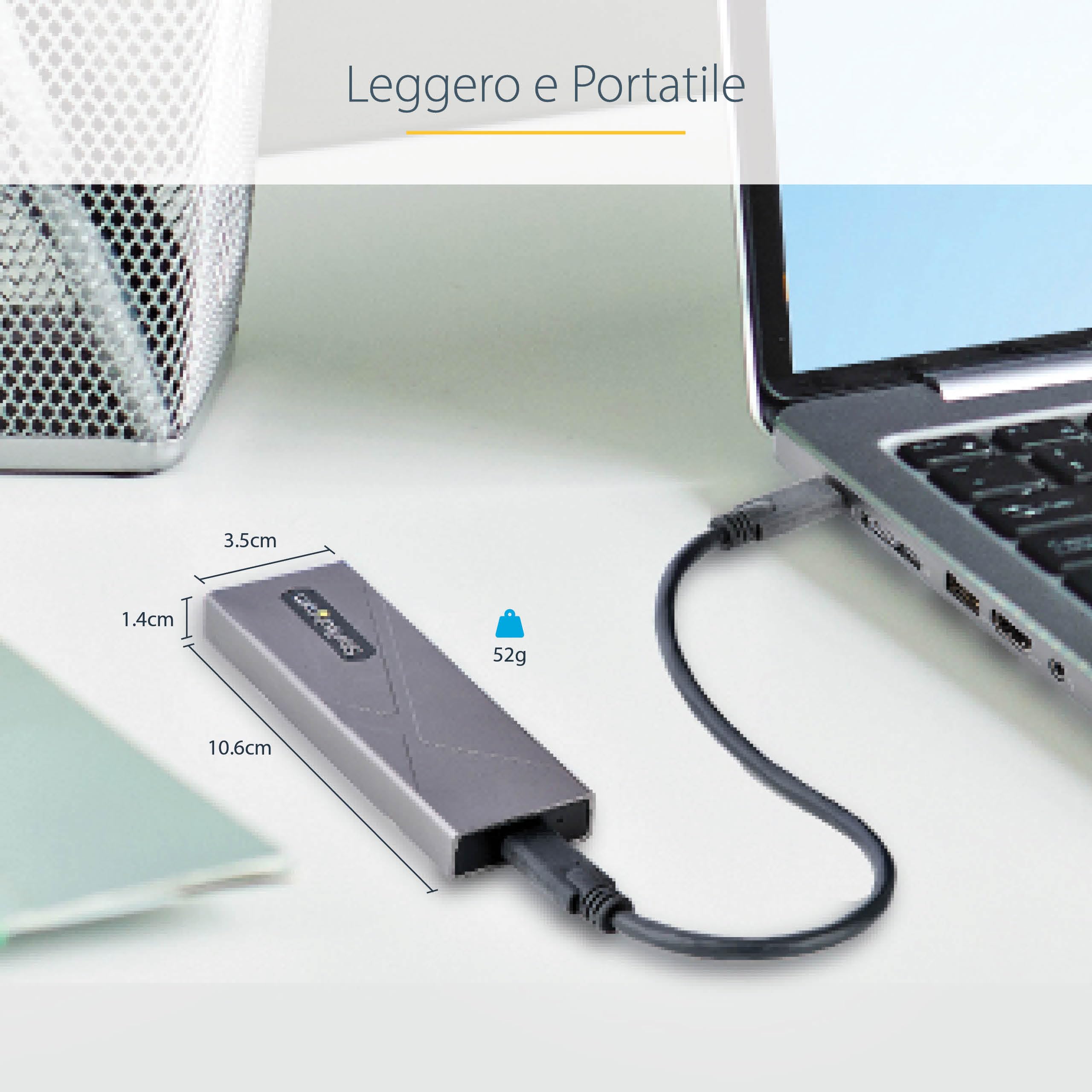 StarTech Box SSD M.2 NVMe o SATA, USB-C 10Gbps (M2-USB-C-NVME-SATA) | Include Cavi USB-C e USB-A, Supporta 2230/2242/2260/2280, Case in Alluminio