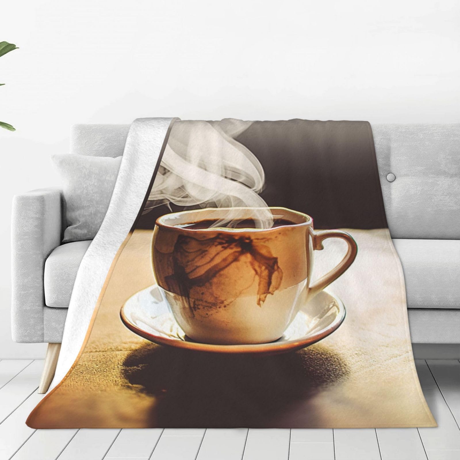 Couverture en micro polaire 203x152 cm café chaud pour lit et canapé salon