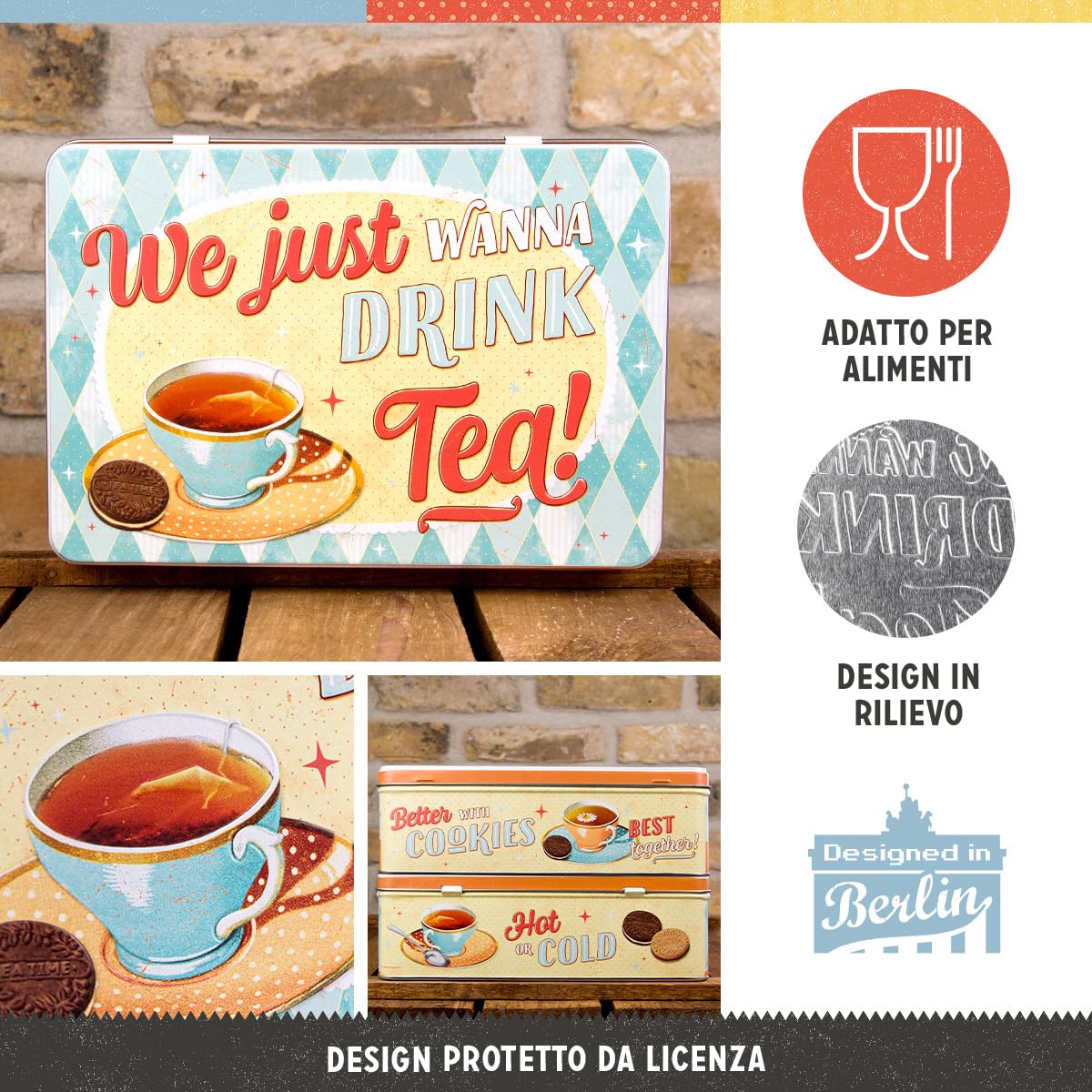 Nostalgic-Art Contenitori di Latta retrò Piatti, Wonder Cookies – Idea Regalo per la Cucina, Scatola con Coperchio, Design Vintage, 2,5 l | Leroy Merlin