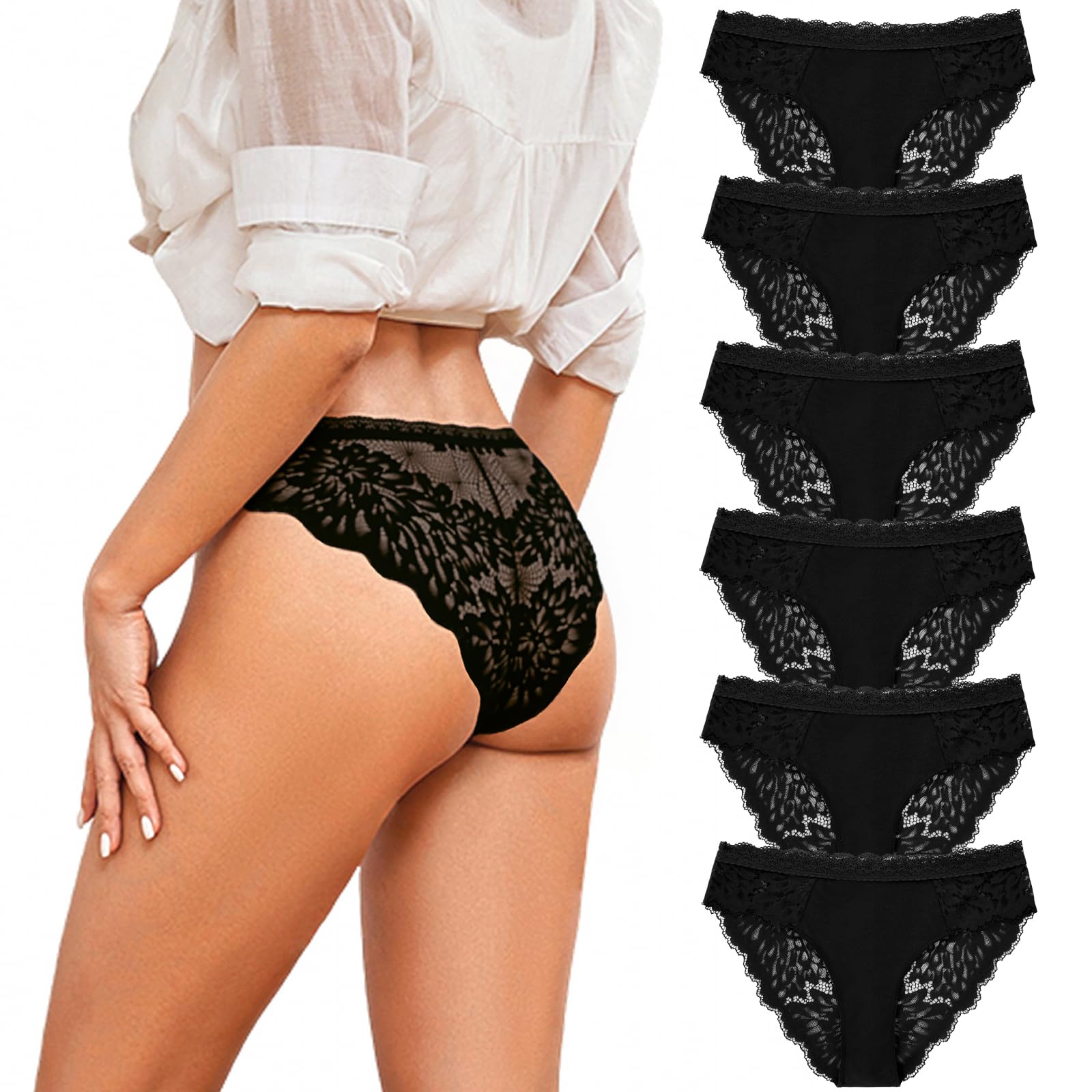 Briyat Unterhosen Damen Spitze Slips Frauen Sexy Unterwäsche Hipster Underwear Women Lace Nahtlos Panties Mehrpack S-3XL