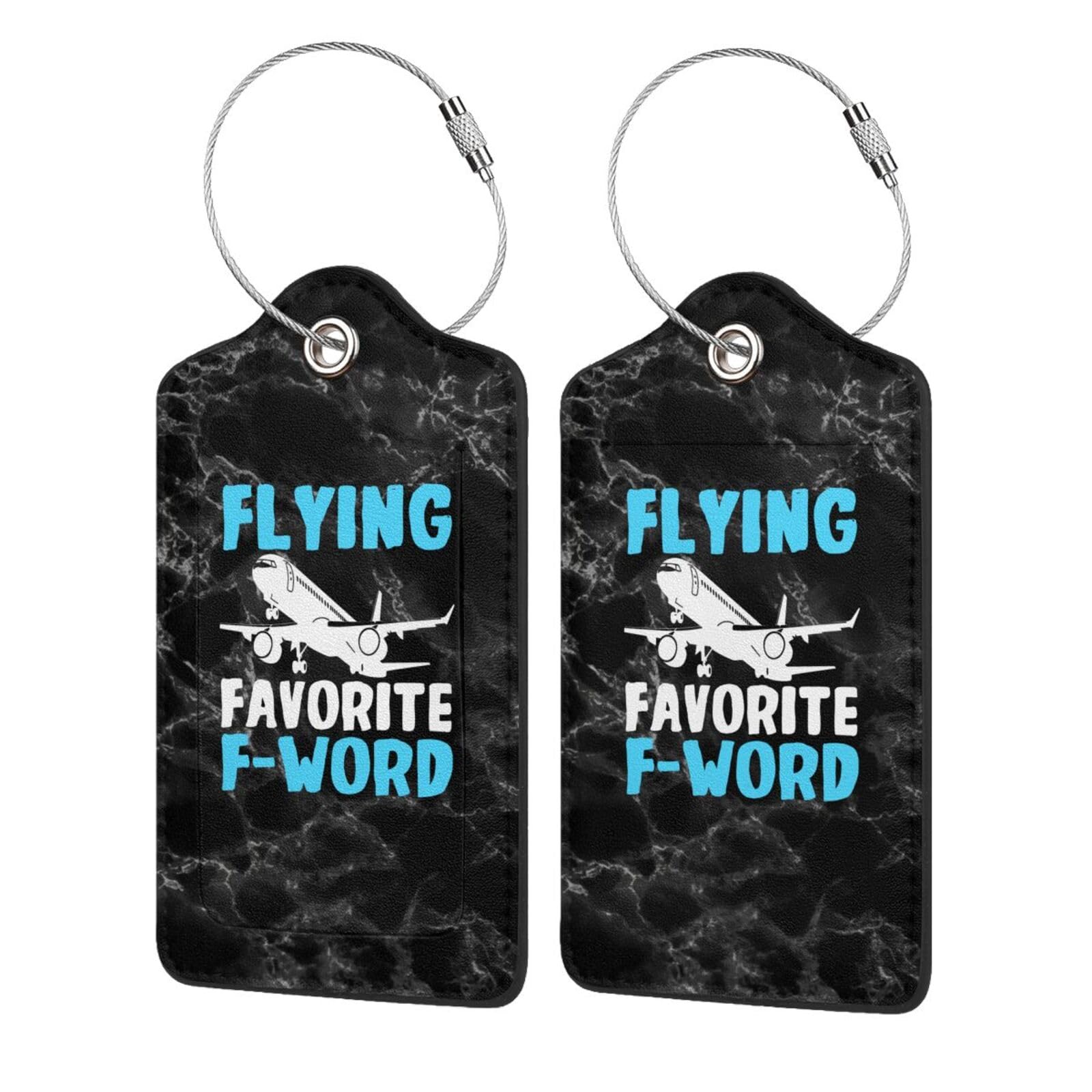 Flying is My Second Favorite F Word Set of 2 Durableleather Luggage Tags Stylish Travel Gear Men Women