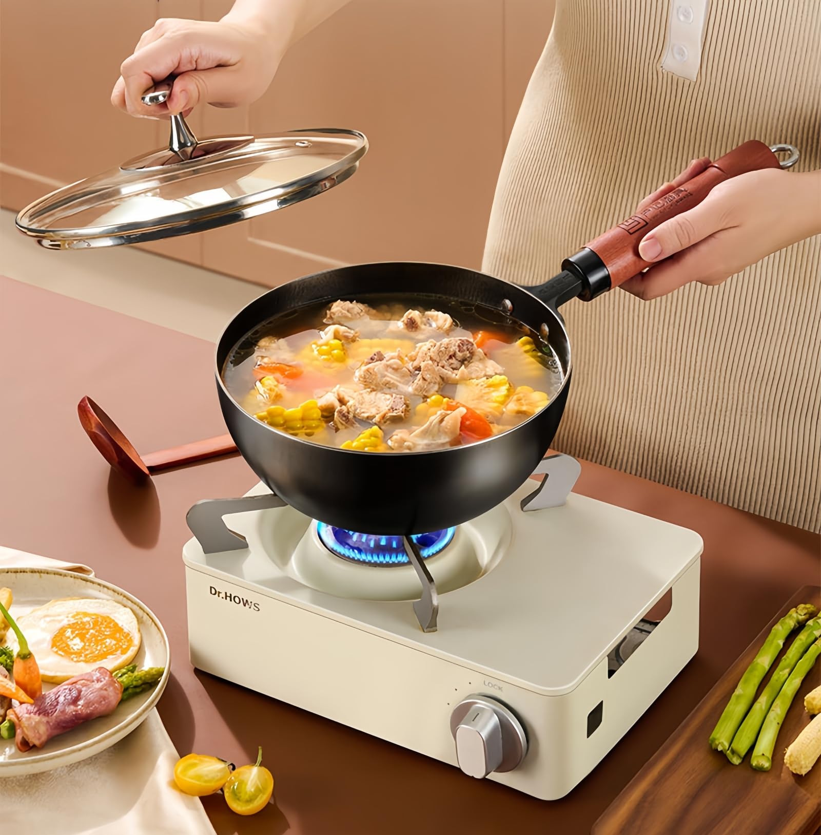 Amazon | フライパン 中華鍋 16-22cm 深型 +ステンレスガラス蓋