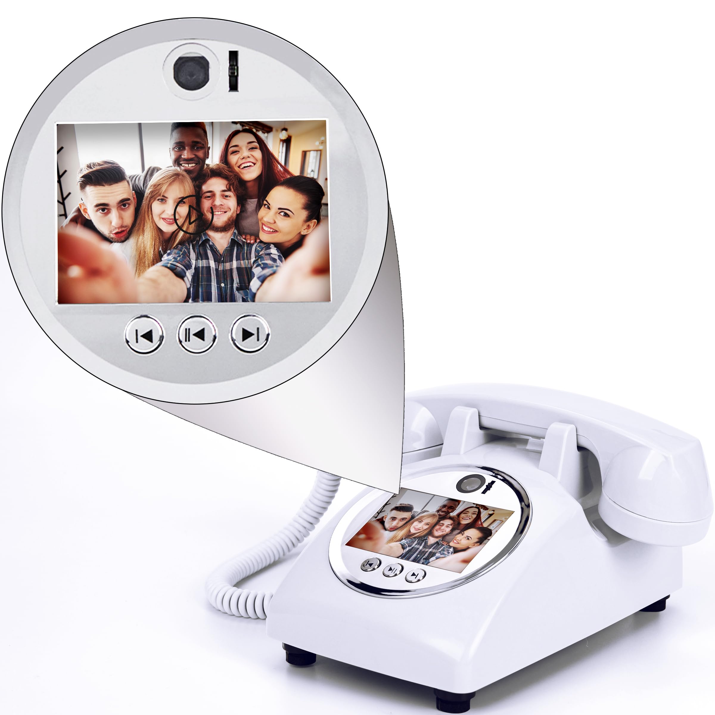 Video-Audio-Gästebuch, Hochzeitstelefon, 1080P HD-Video-Gästebuch, bewahren Sie Ihre besonderen Anlässe auf, ideal für Hochzeit, Brautparty, Geburtstag, Abschlussfeiern, Babyparty (Schneeweiß