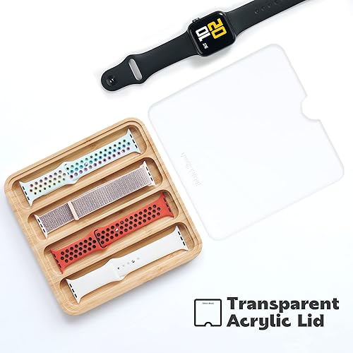 Miniatura 5 de Organizador de Correas de Reloj de Madera - Funciona con Todas las Correas de Apple Watch - Estuche Bandeja de Almacenamiento y Exhibición de