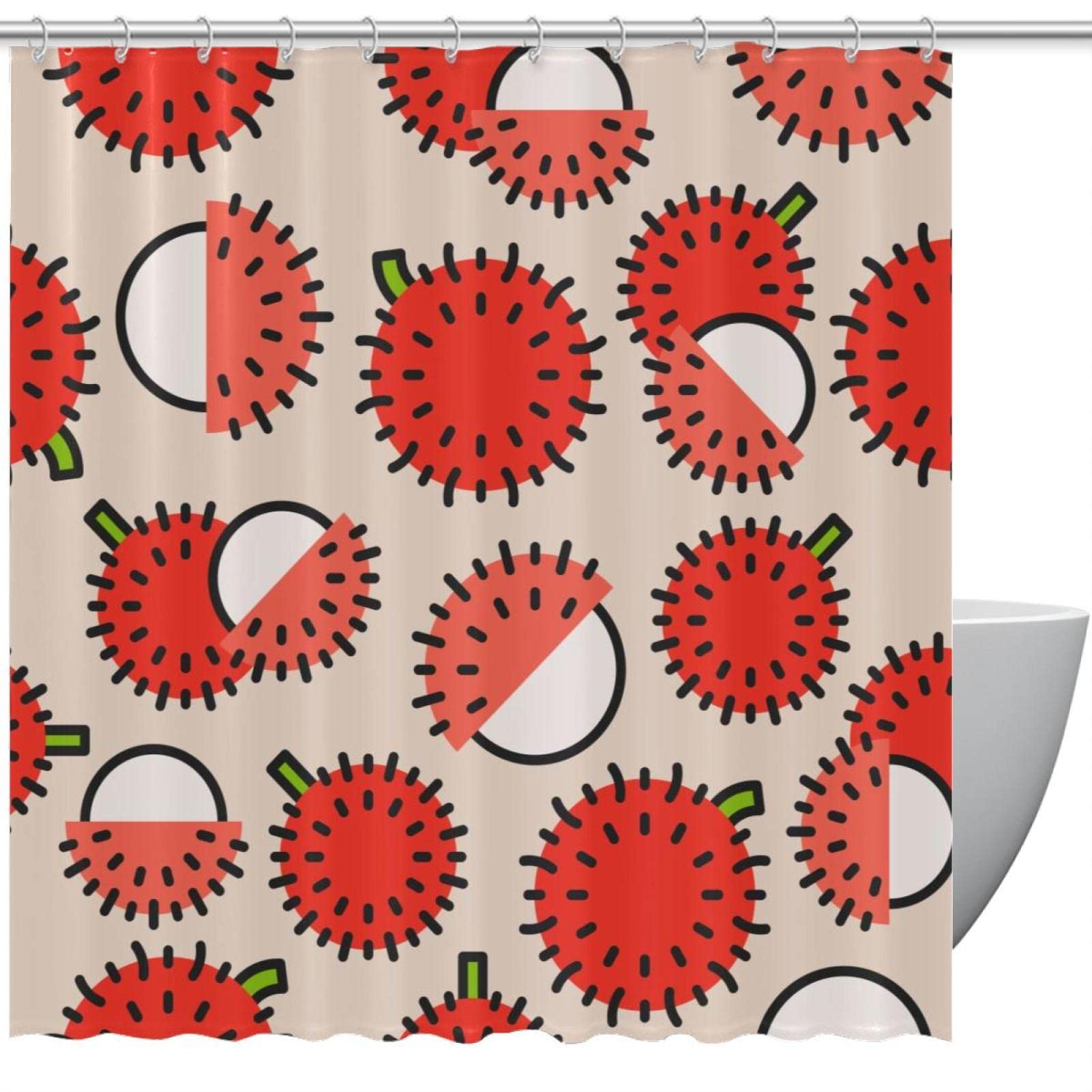 Rideau de douche motif Rambutan pour une salle de bain moderne et relaxante