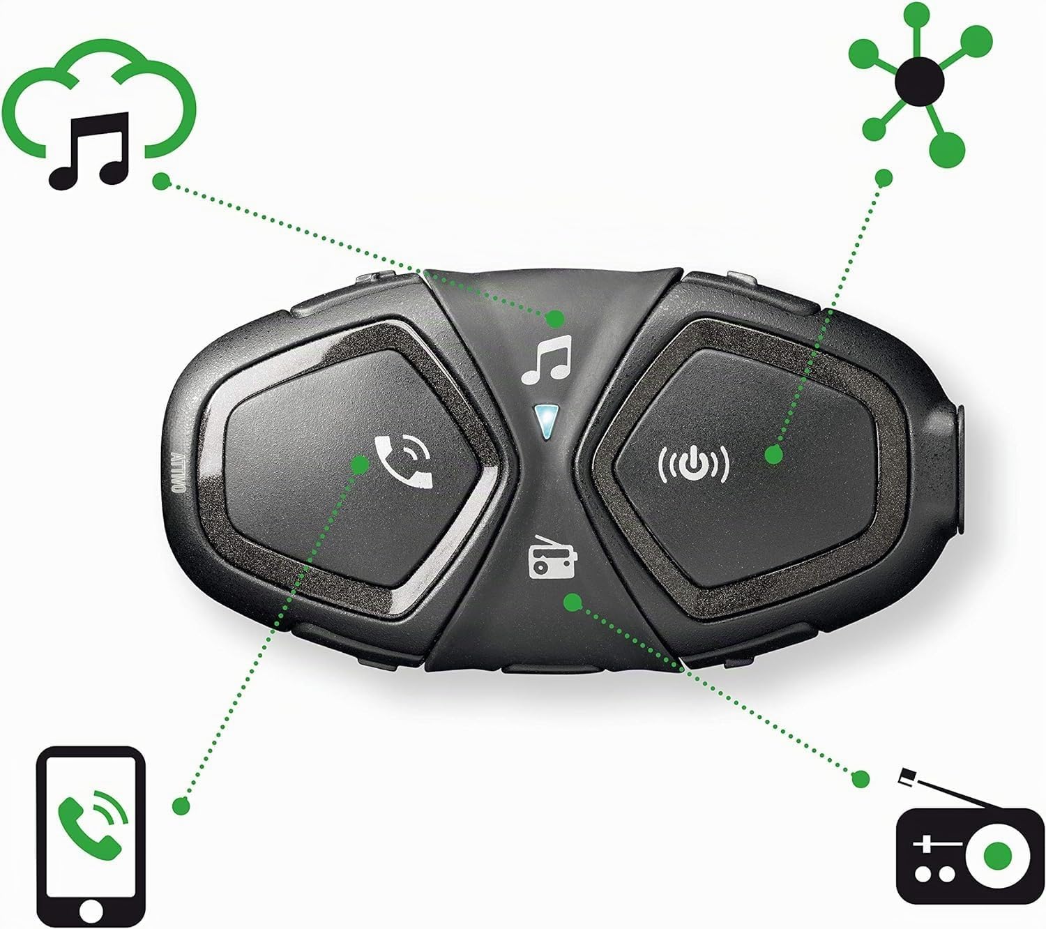 INTERPHONE ACTIVE HD - Doppio - Interfono Casco Moto Auricolari Stereo Alta Fedeltà 40mm, 4 motociclisti, Distanza Max 1Km, Autonomia 15 ore, Radio, GPS, TFT, Impermeabile IPX67
