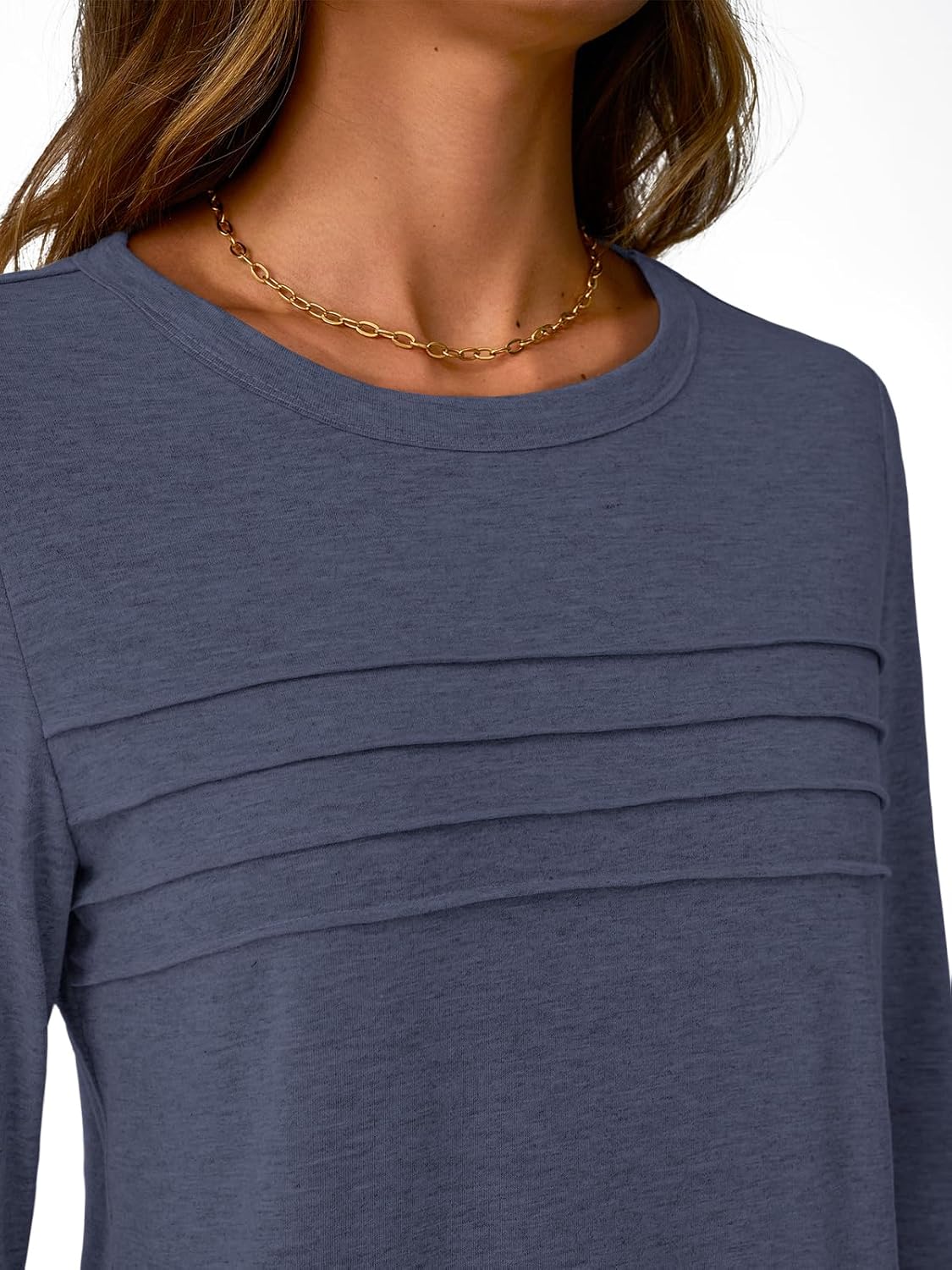 NORACORA Women's 3/4 Length Sleeve Tops Lightweight Crew Neck Dressy Pleated Tunic T Shirts Casual Summer Blouses 2025 - Image 6