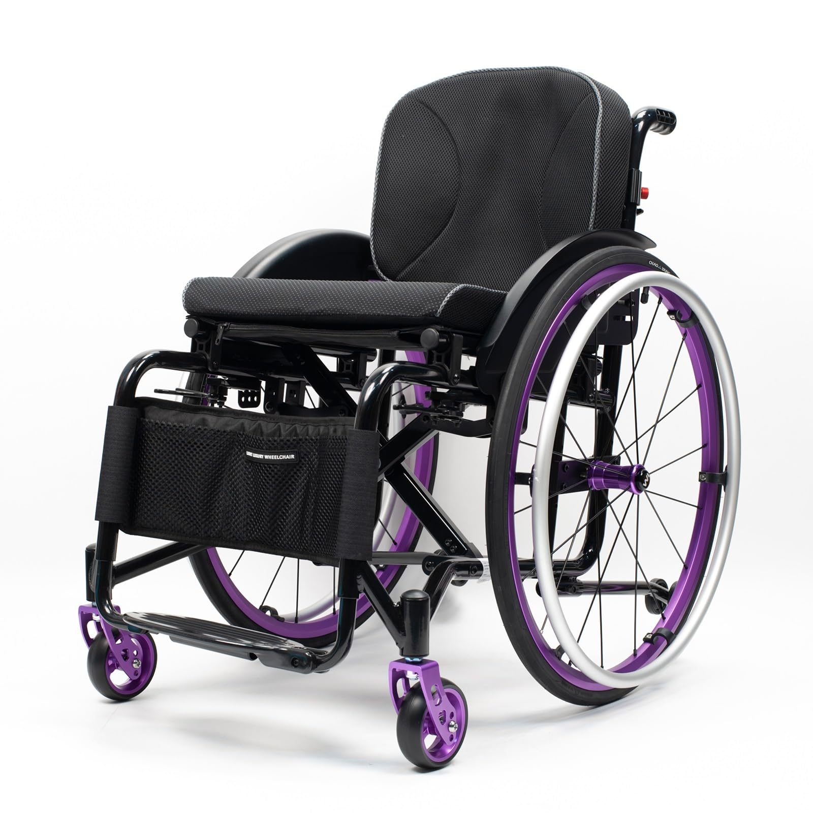 SXSLTSA Lightweight All-Terrain Ultra Sports Wheelchair Foldable Adjustable Footrest and Seat Height, Handbrakes,Suitable for Teenagers, Adults, Seniors(Purple,Seat Width 42cm/16.5in)