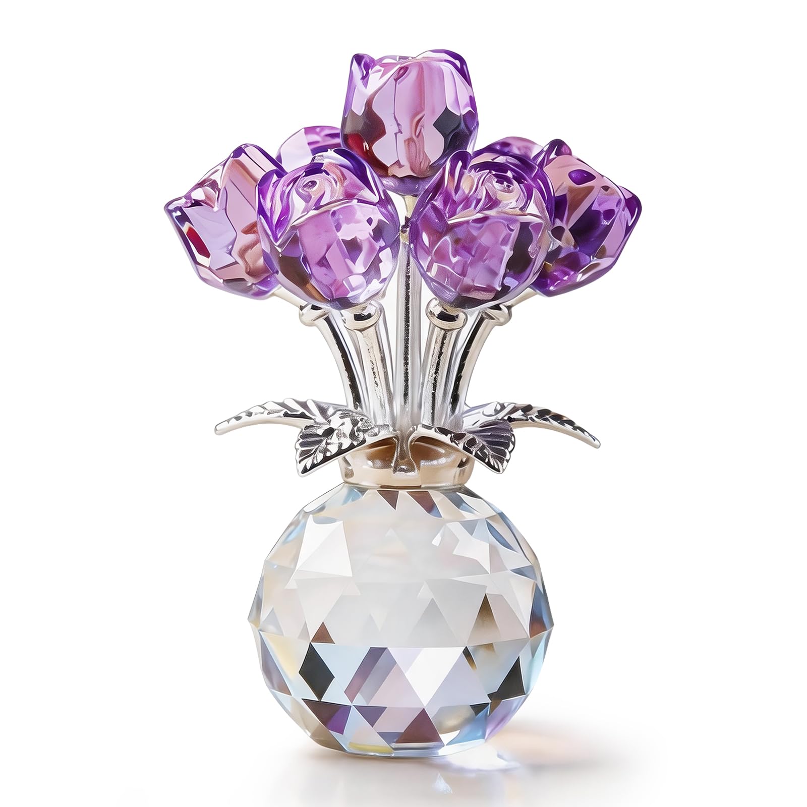 Bouquet de roses en cristal violet pour illuminer votre table de salon