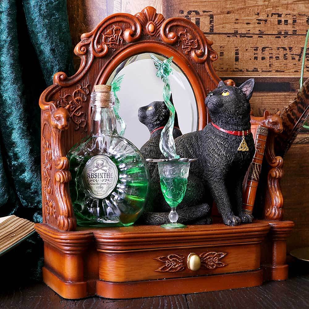 Nemesis Now B4955R0 Lisa Parker - Figura de Gato absenta y Hada Verde, 21,5 cm