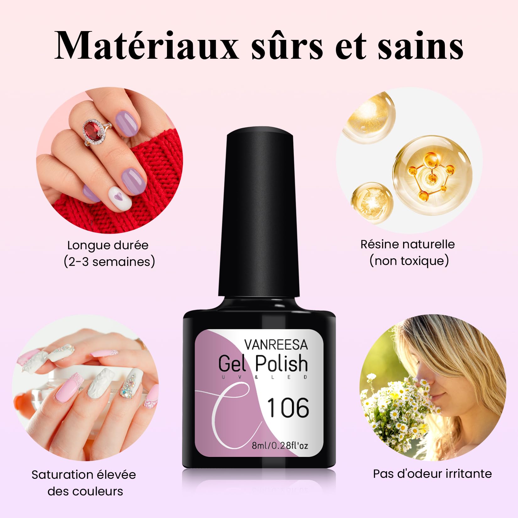 VANREESA Kit Vernis Semi Permanent Complet, Kit Ongles Semi Permanent 15 Couleurs avec Lampe à Ongles 36W U V Kit de Démarrage Outils de Base pour la Manucure Cadeau pour Les Femmes