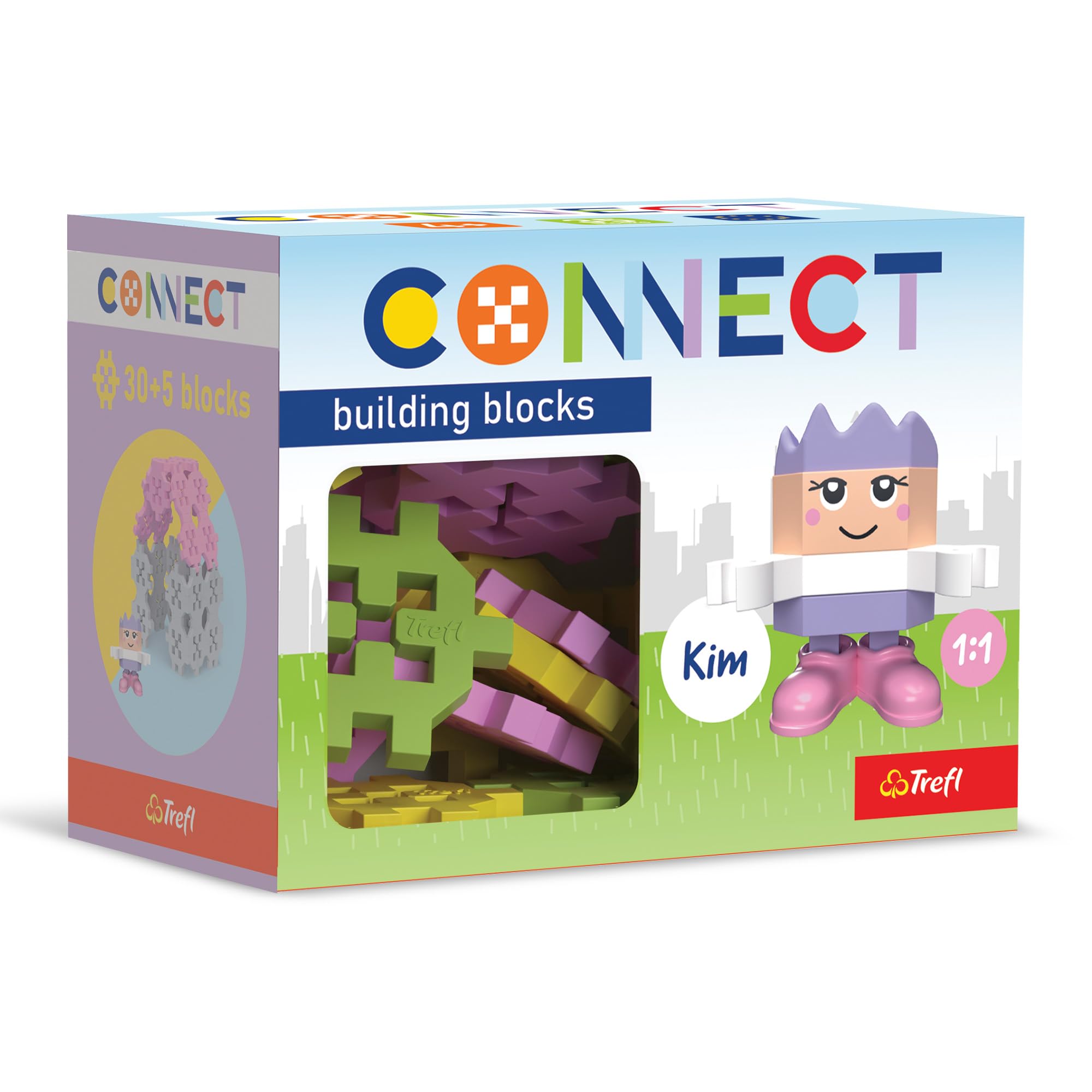 Connect Trefl Construction Bricks Pocket Girl, Kim- 35 Pieces: 30 Building Bricks + 5 Building Bricks, Creative Toy for Adults and Children from 4 Years Old