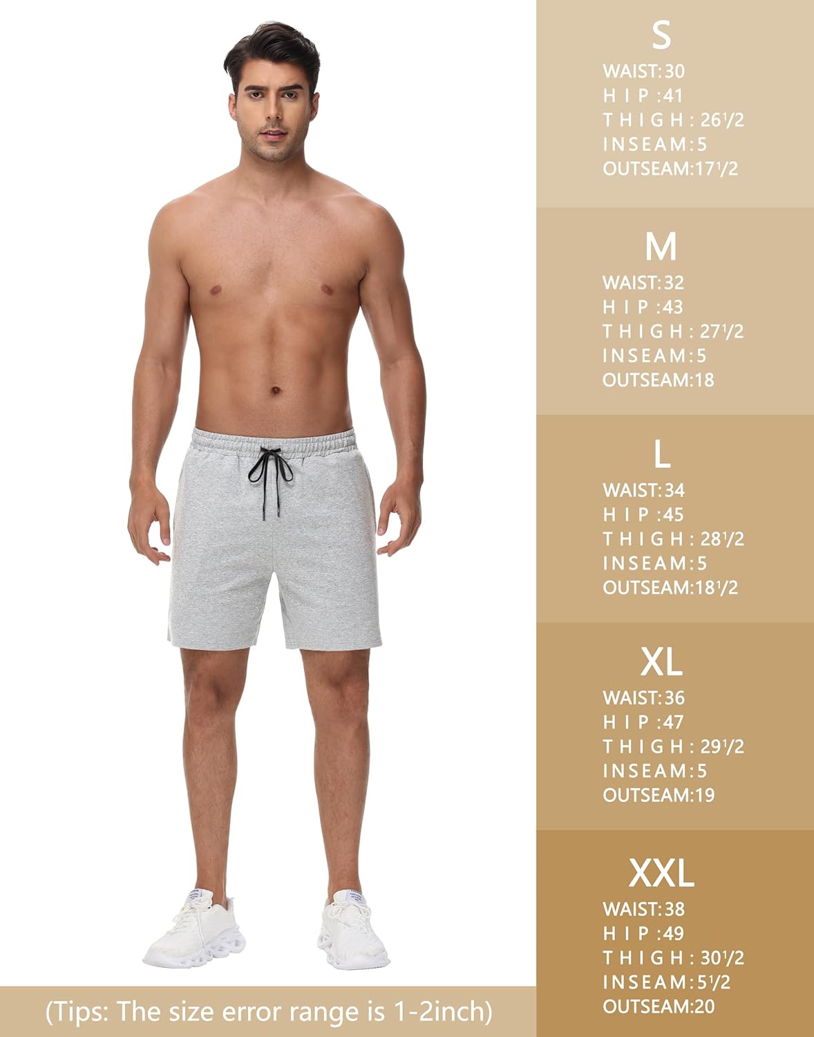 JWM Men's 5" 7" 9" Cotton Sweat Shorts - Pull On Soft Lounge Drawstring Sweatpant Athletic Gym Workout Short Zipper Pockets - Image 6