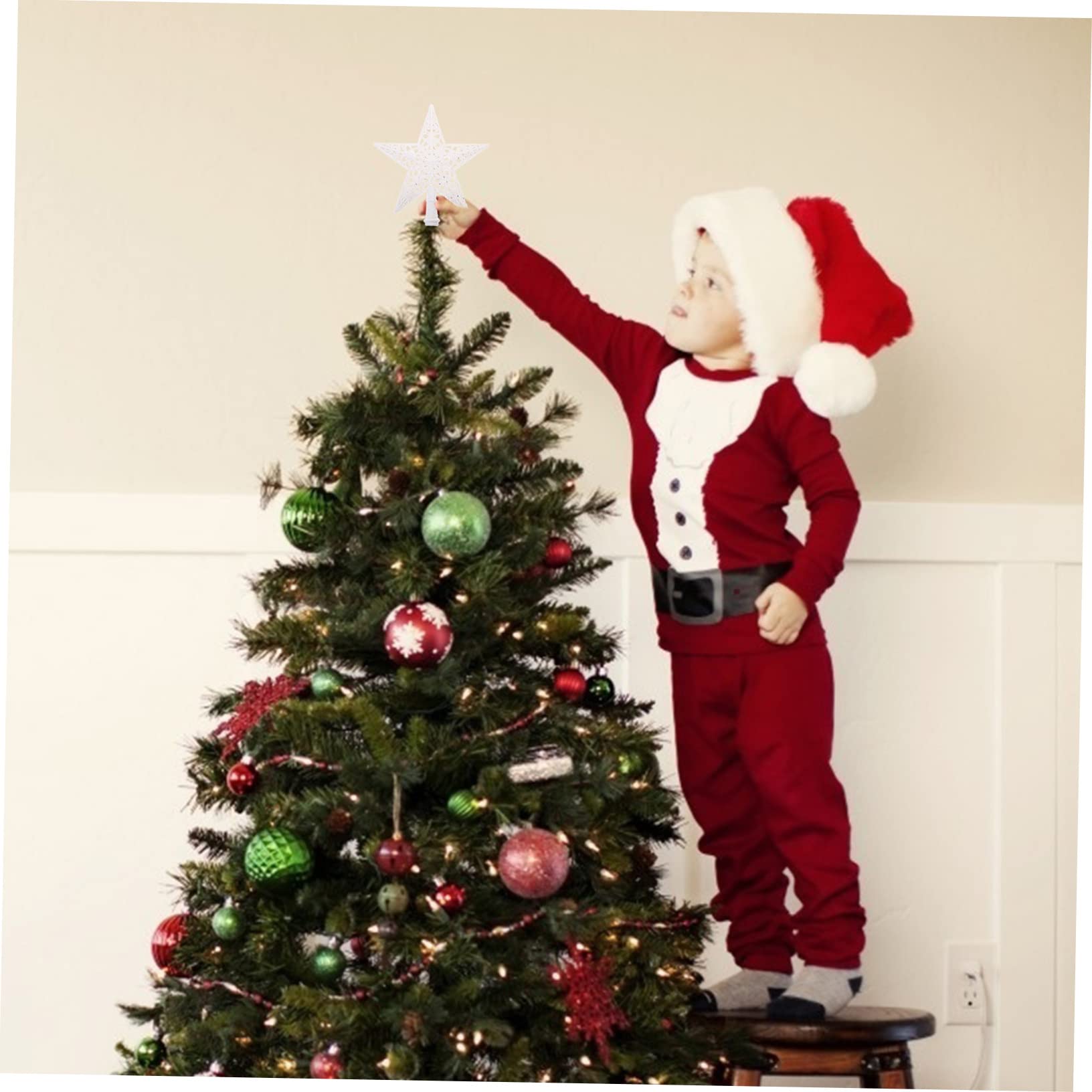 Zerodeko 5 Piezas De Base De Estrella para La Superior del Árbol De Navidad Adorno para El Árbol De Navidad con Purpurina Dorada Remates para El Árbol De Adornos para El