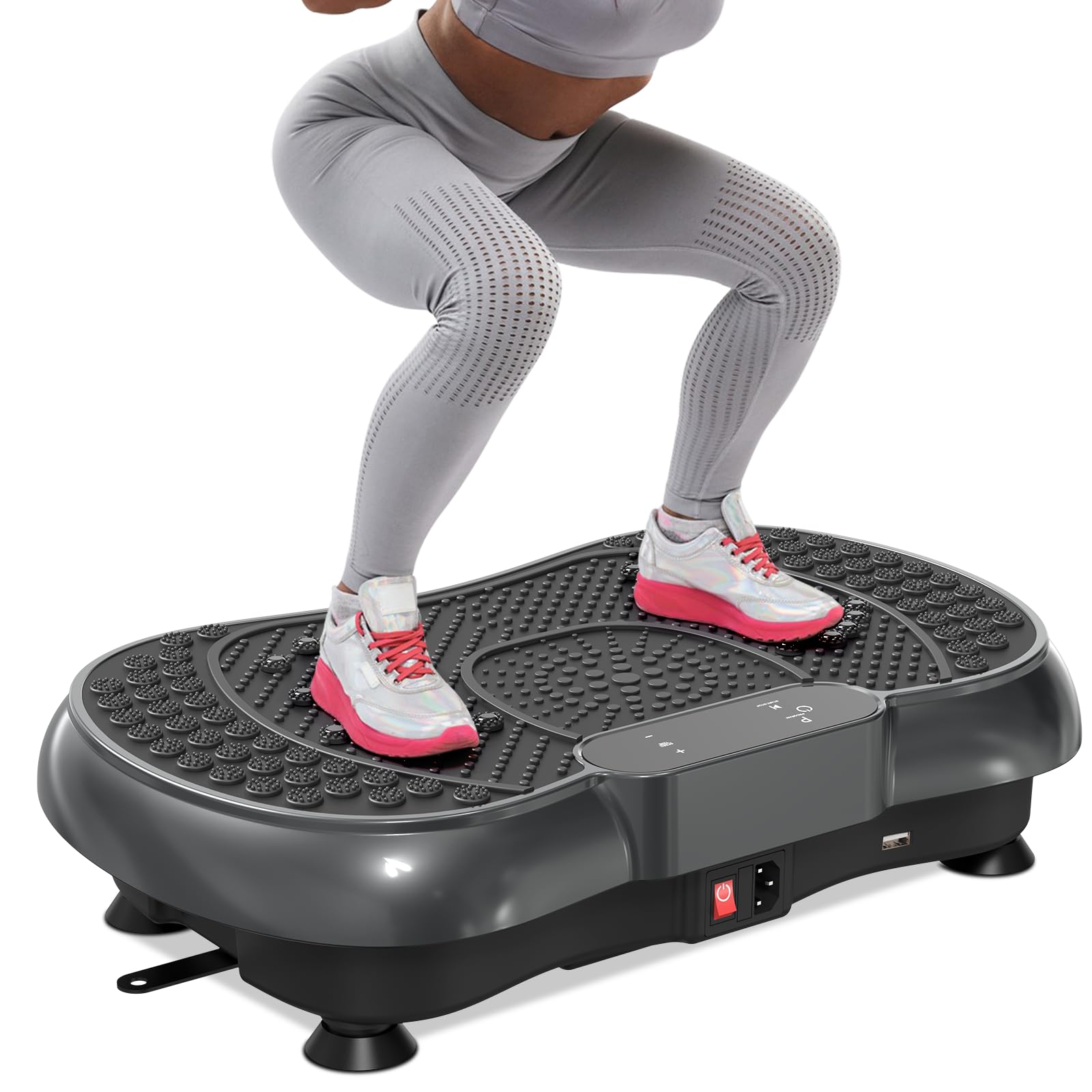 HomeFitnessCode Vibrationsplatte für Frauen Männer - Vibrationsgerät mit Mehreren Intensitätsstufen + Vorprogramm Vibrationstrainer Fitnessgerät Zuhause für Abnahme Muskelaufbau Ganzkörpertraining