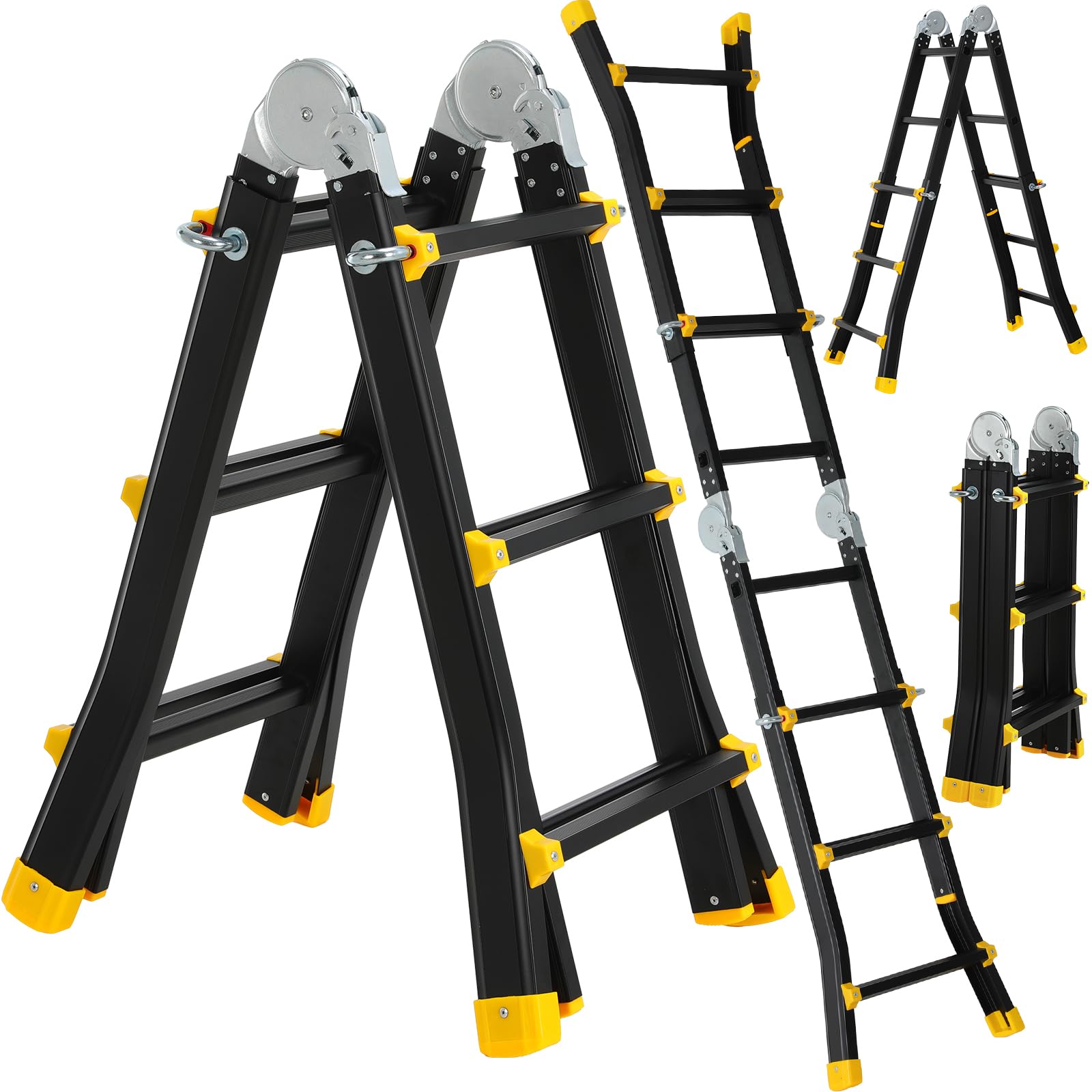 TLGREEN Alu Teleskopleiter 4x5 Stufen 4.8M Ausziehbare Leiter Aluminium Multifunktionsleiter Gelenkleiter Klappleiter Treppenleiter Anlegeleiter Bockleiter Mehrzweckleiter bis 150kg