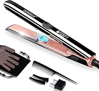 DORISILK 500 Degree High Temp Professional Hair Straightener，30s Fast Heating Ceramic Flat Iron ，2 in 1 Hair Straightener and Curler，Plasma Flat Iron Get Frizz-Free ，Dual Voltage for Travel Using