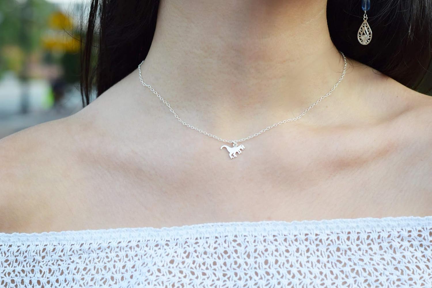 Sterling Silver T-Rex Necklace – Handmade Dinosaur Jewelry, Dainty Science Gift for Her - Image 3