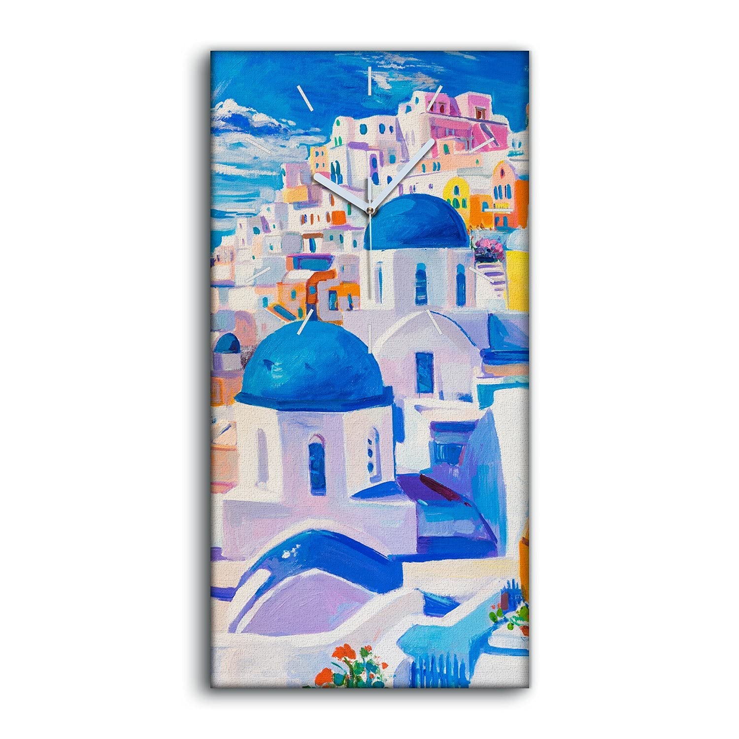 Horloge sur Toile Grèce colorée déco murale 30x60